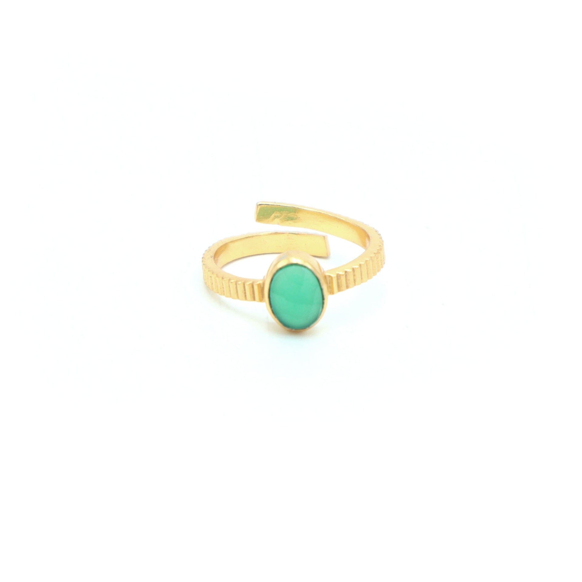 Dua Handmade Green Onyx Oval Ring 5x7mm – Green Adjustable Gold-Plated Elegant Gemstone Jewelry