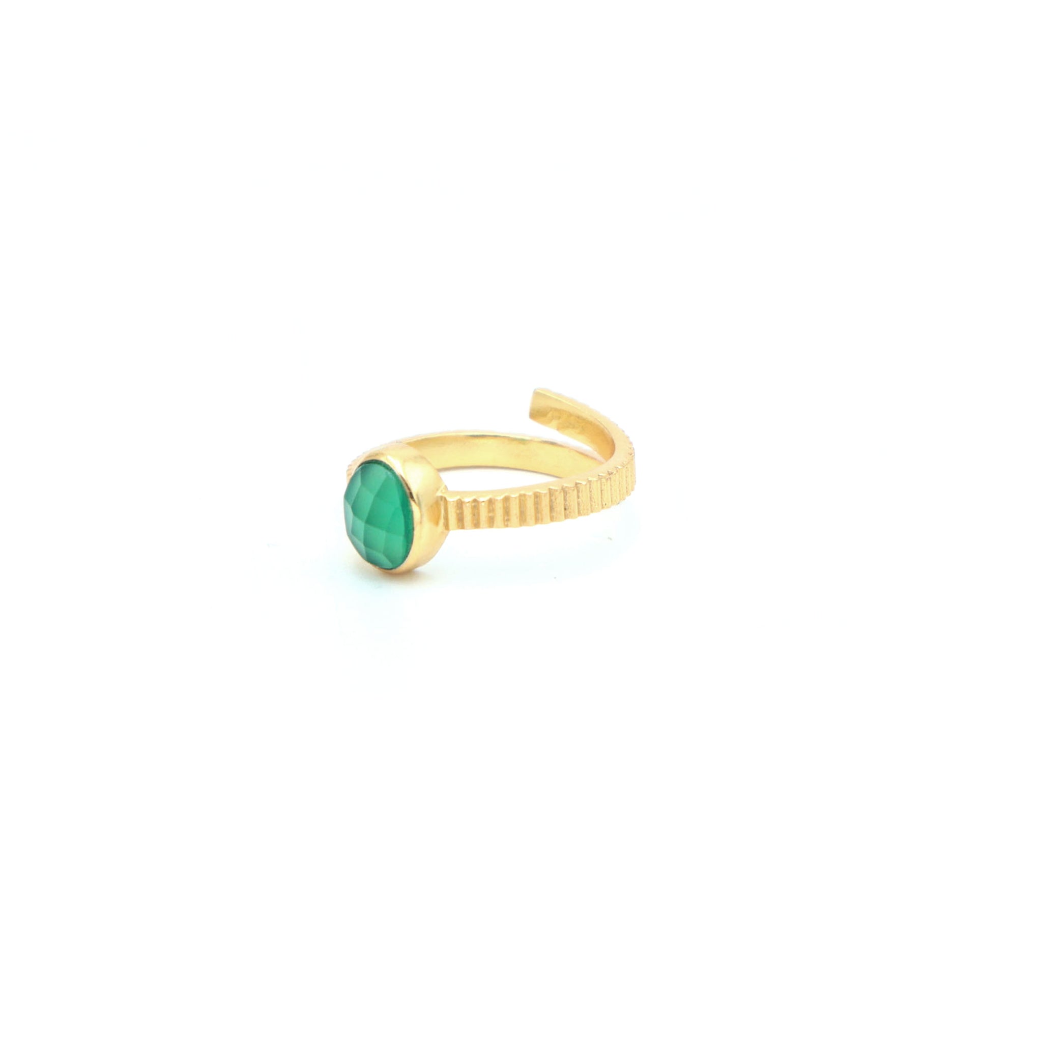 Dua Handmade Green Onyx Oval Ring 5x7mm – Green Adjustable Gold-Plated Elegant Gemstone Jewelry