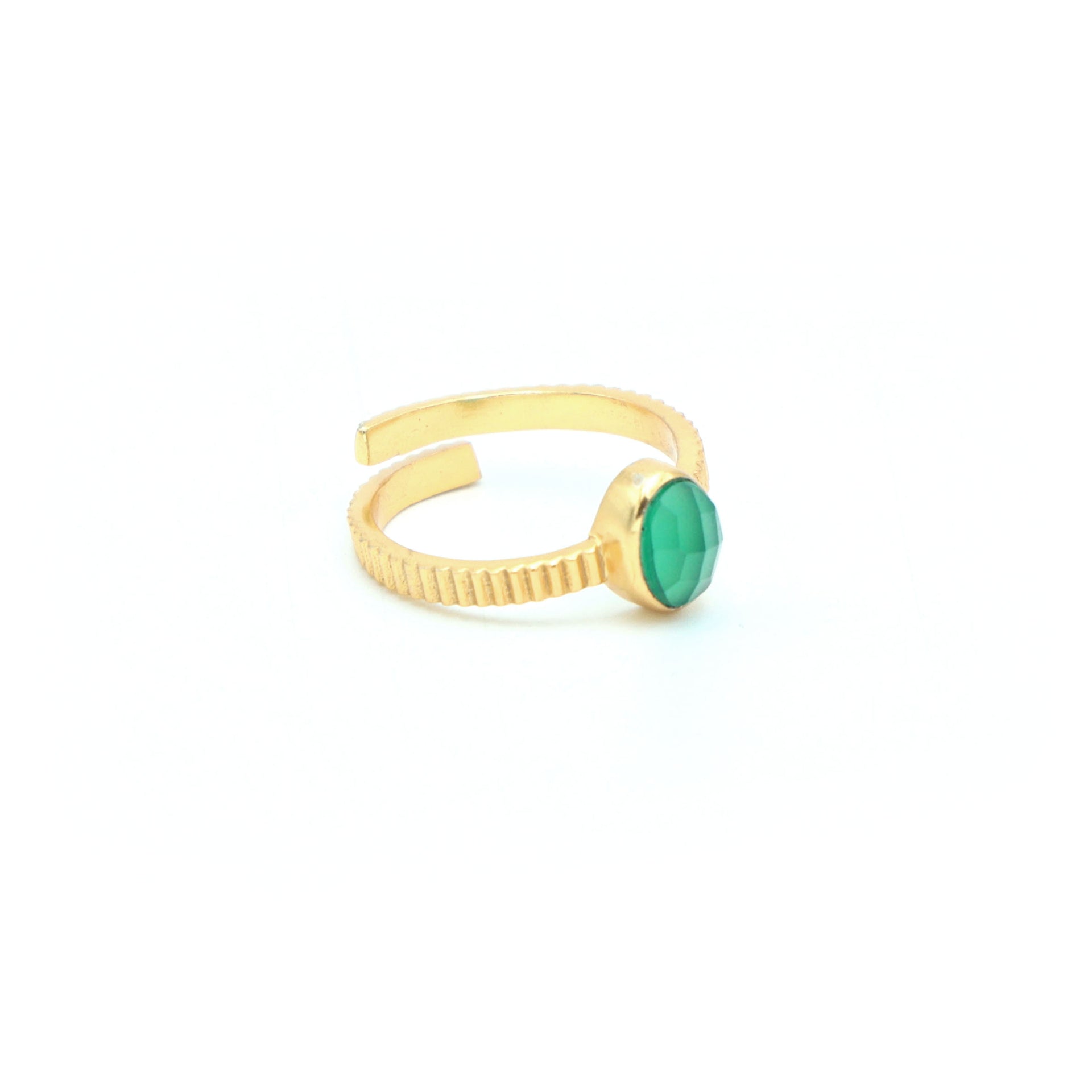 Dua Handmade Green Onyx Oval Ring 5x7mm – Green Adjustable Gold-Plated Elegant Gemstone Jewelry
