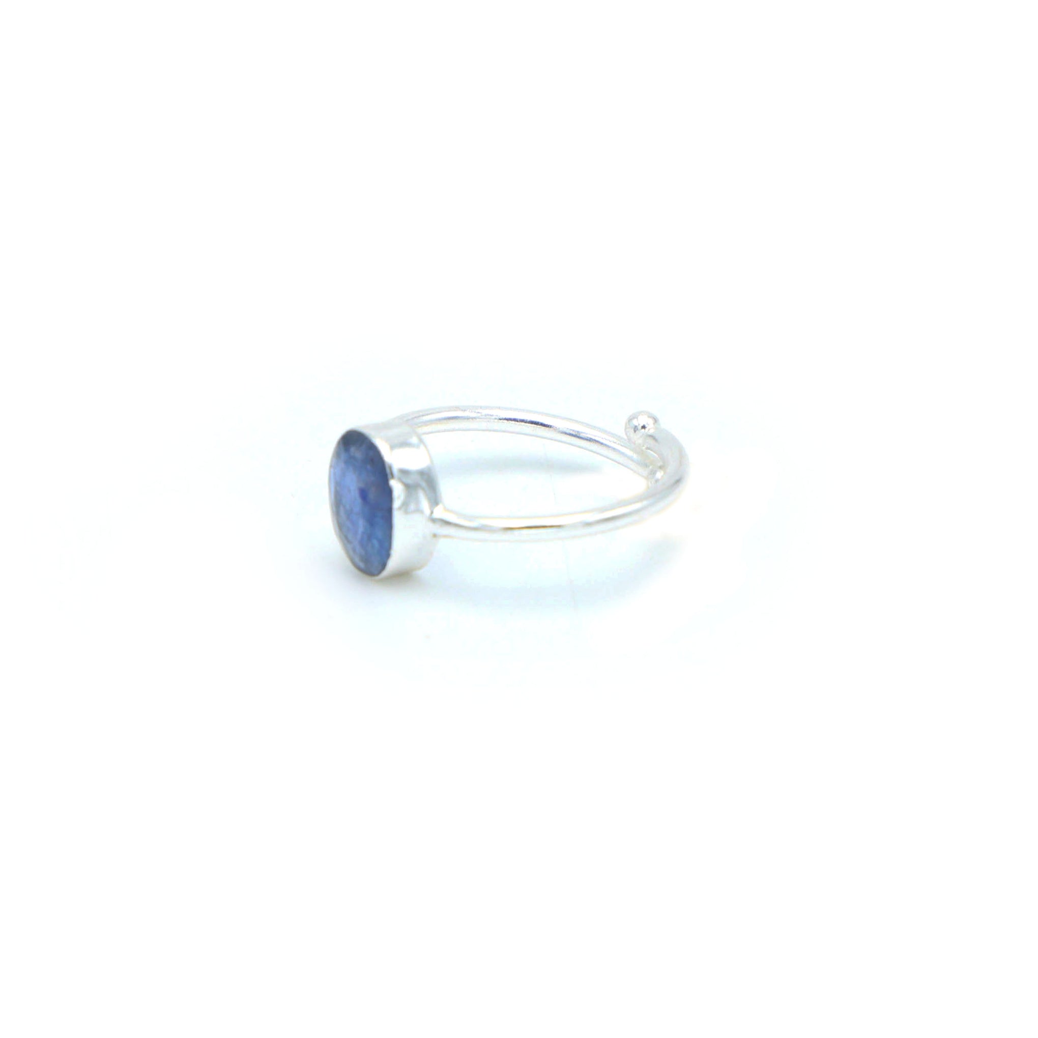 Dua Handmade Blue Sapphire Neelam Oval Ring 8x10mm – Adjustable Silver-Plated Blue Birthstone - Raashi Ratan Gemstone Ring