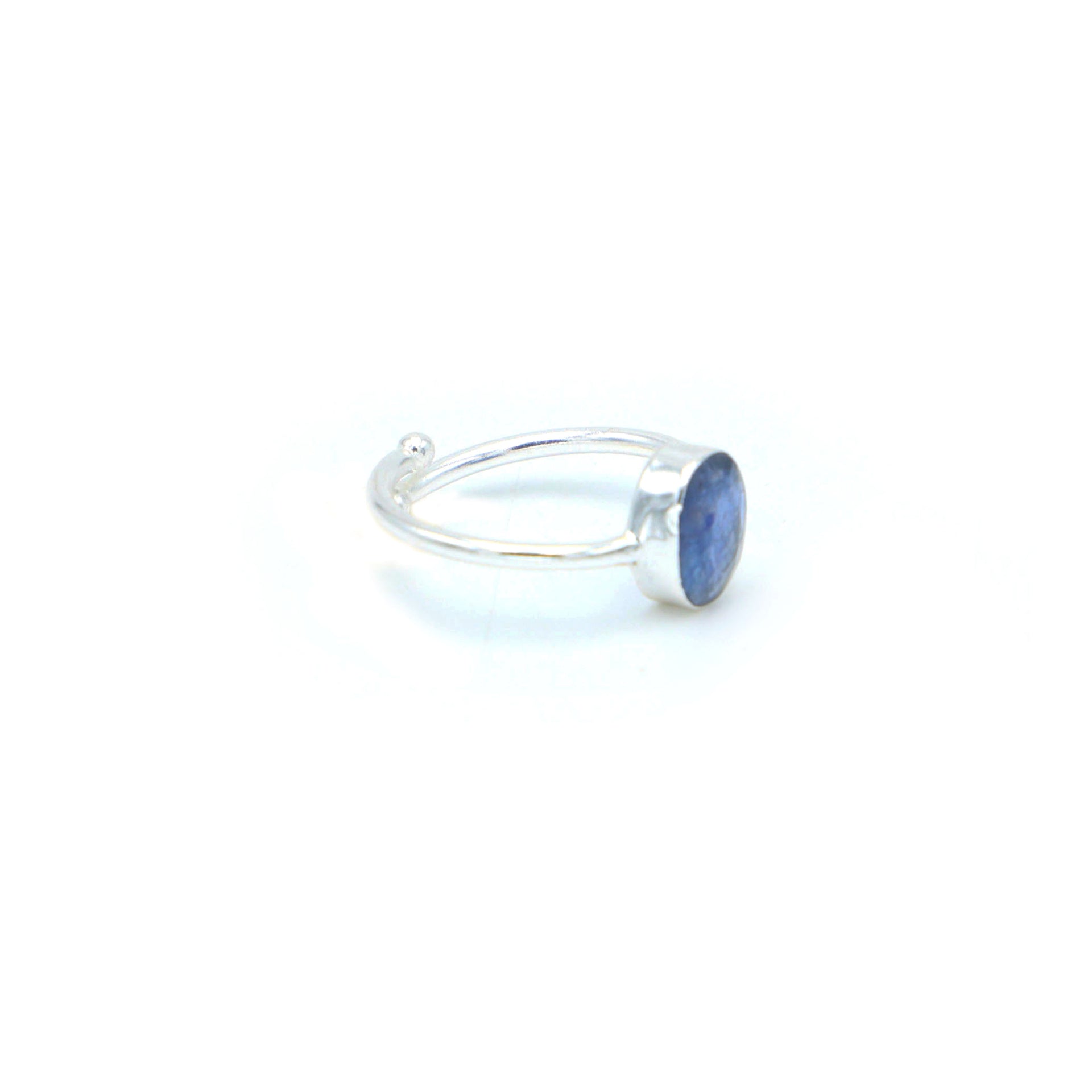 Dua Handmade Blue Sapphire Neelam Oval Ring 8x10mm – Adjustable Silver-Plated Blue Birthstone - Raashi Ratan Gemstone Ring