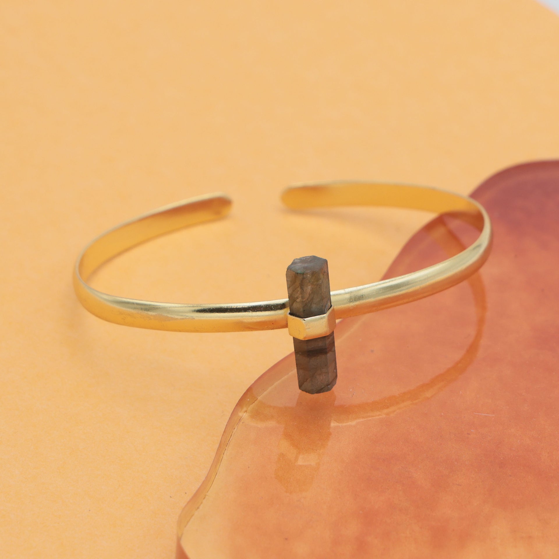 Dua Handmade Labradorite Pencil Bracelet – Natural 6x20mm Labradorite Stick Cut Gemstone Energy Healing Jewelry