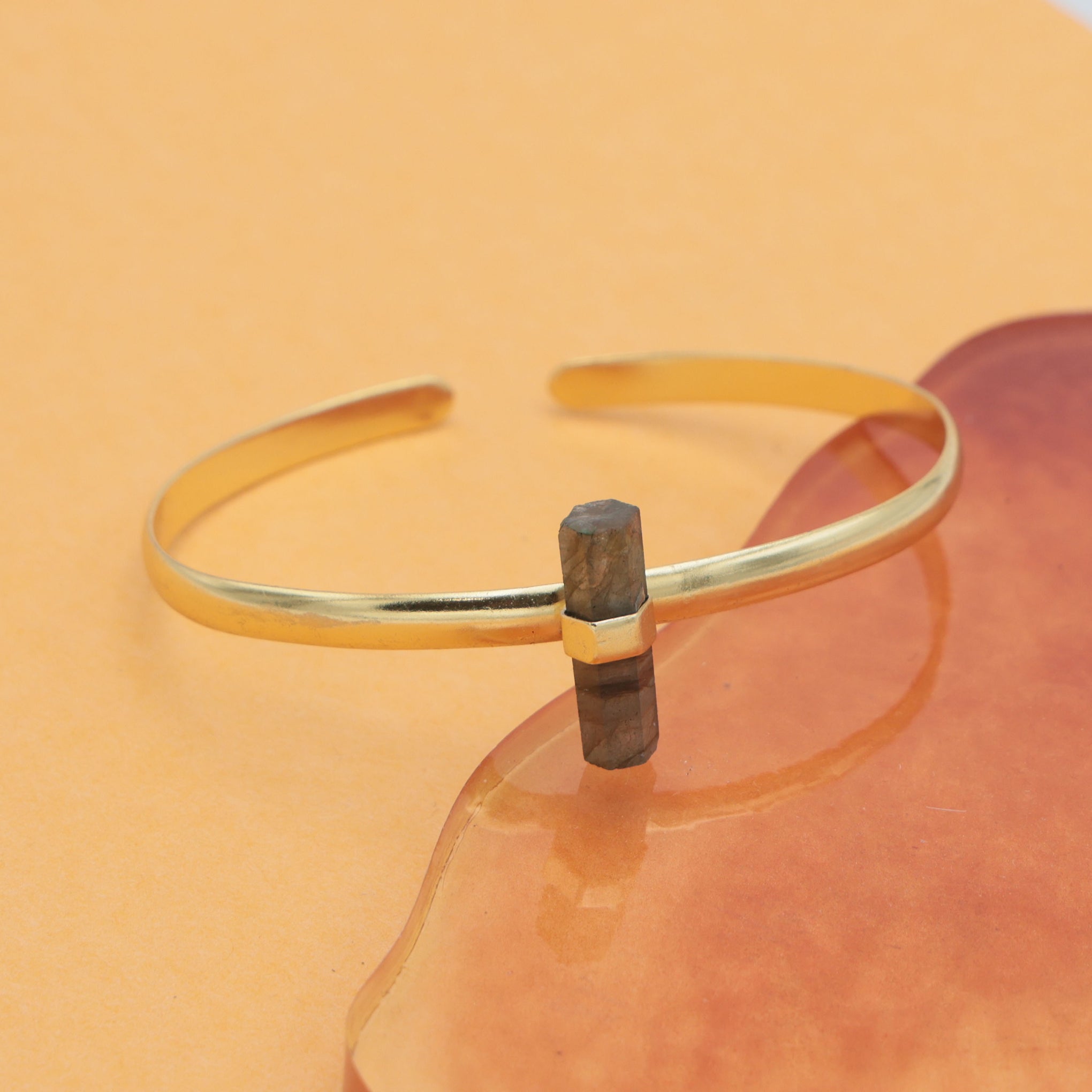 Dua Handmade Labradorite Pencil Bracelet – Natural 6x20mm Labradorite Stick Cut Gemstone Energy Healing Jewelry