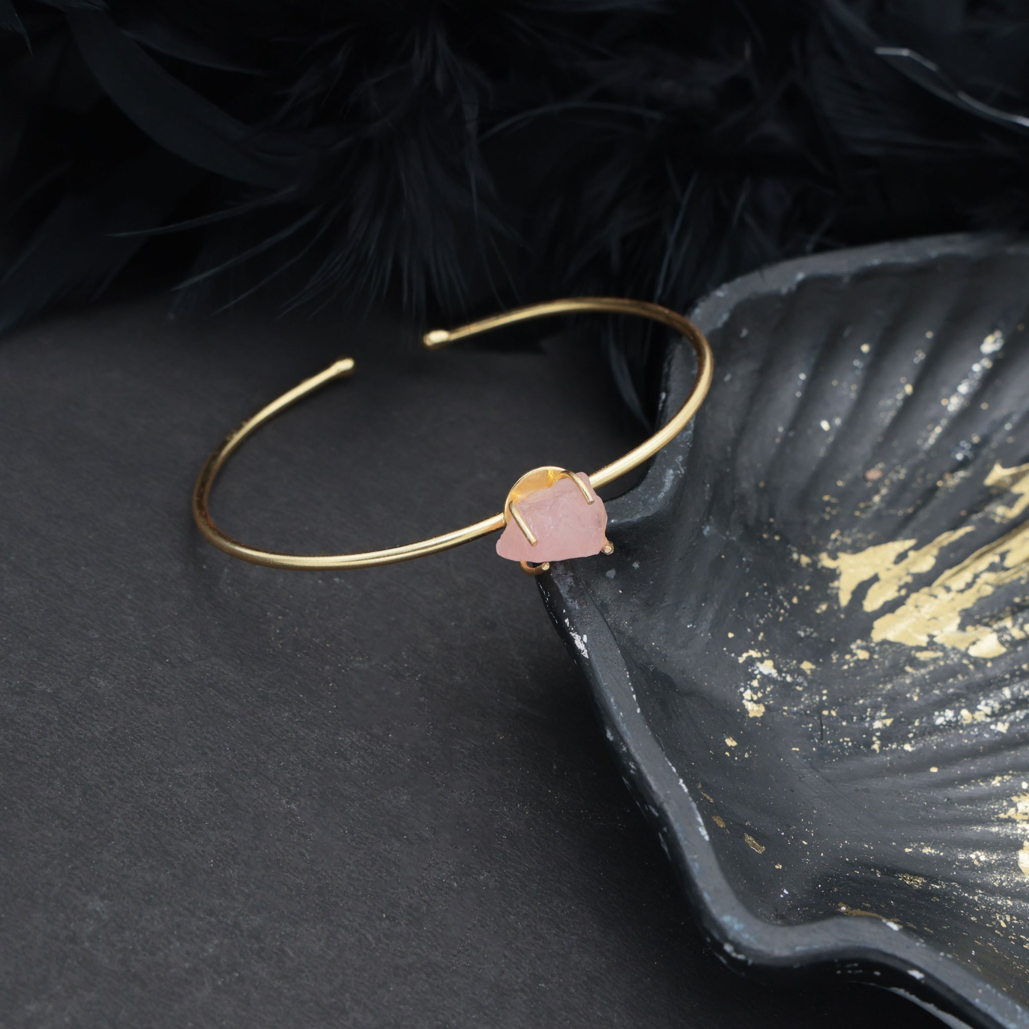 Dua Handmade Rose Quartz Rough Stone Bracelet – 10mm Natural Raw Pink Crystal Love & Healing Gemstone Jewelry