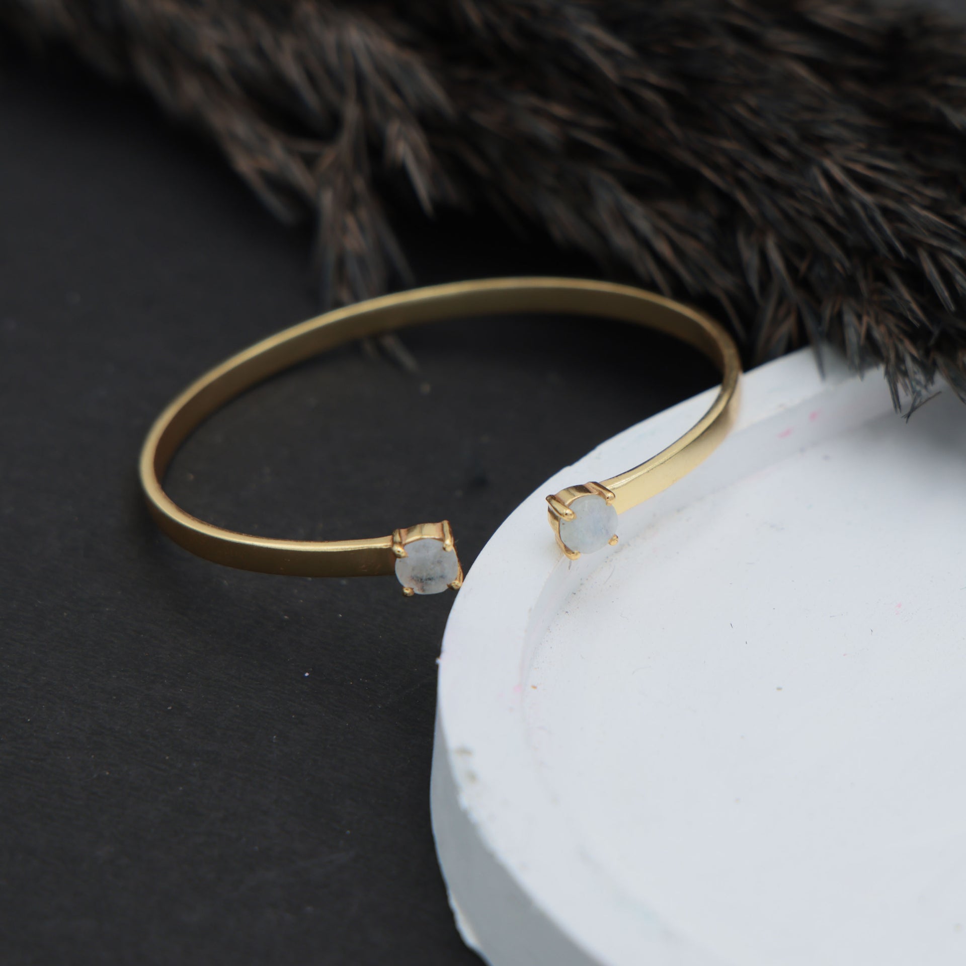 Dua Handmade Rainbow Moonstone Bracelet – 6mm Natural Round Moonstone Crystal Bracelet with Soothing Energy