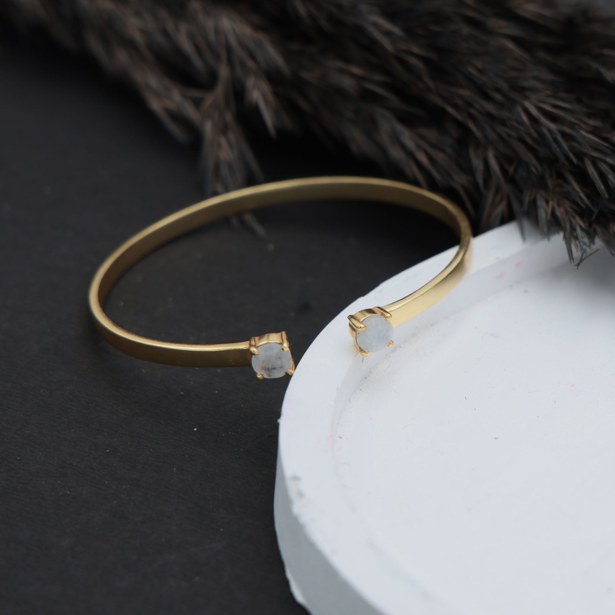 Dua Handmade Rainbow Moonstone Bracelet – 6mm Natural Round Moonstone Crystal Bracelet with Soothing Energy