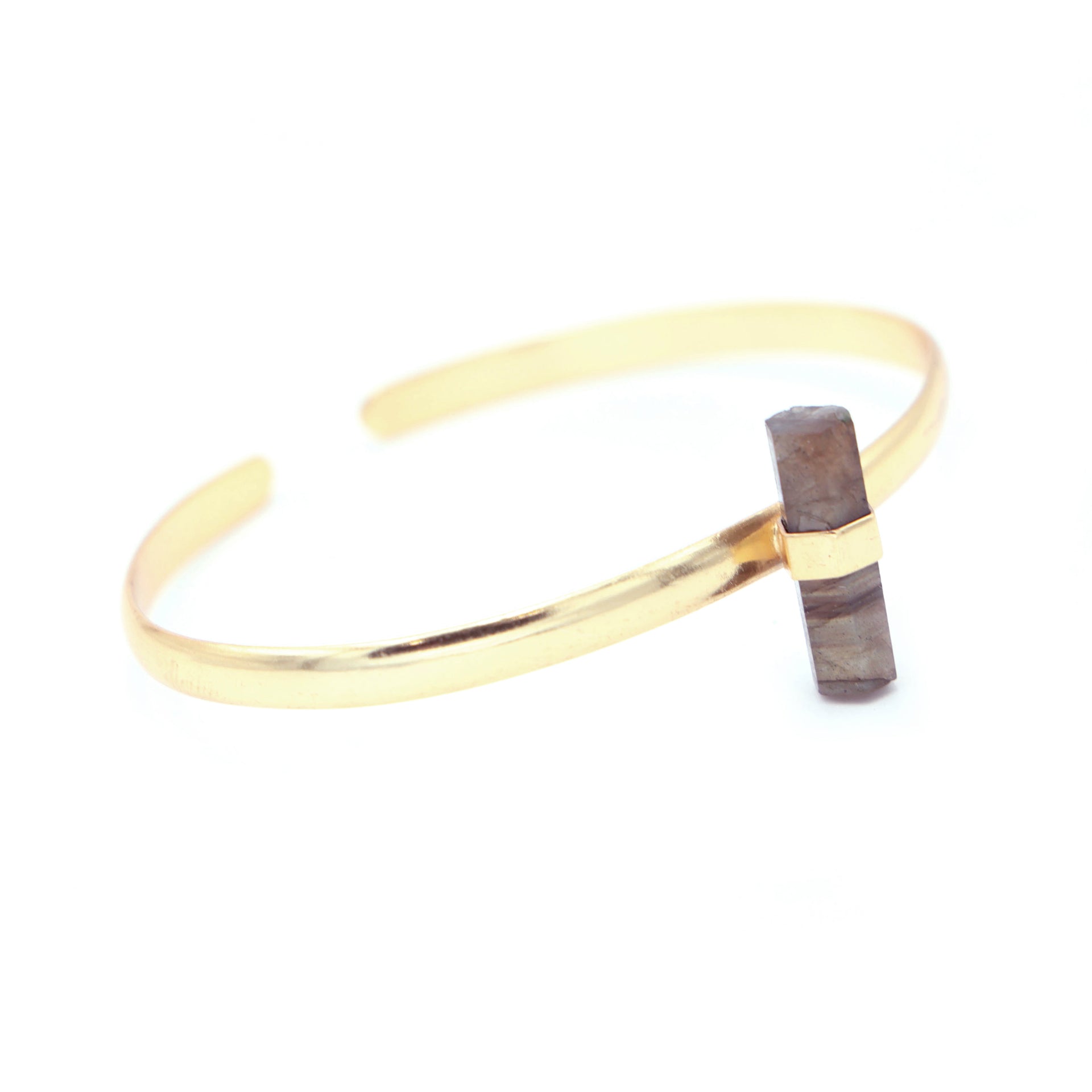 Dua Handmade Labradorite Pencil Bracelet – Natural 6x20mm Labradorite Stick Cut Gemstone Energy Healing Jewelry