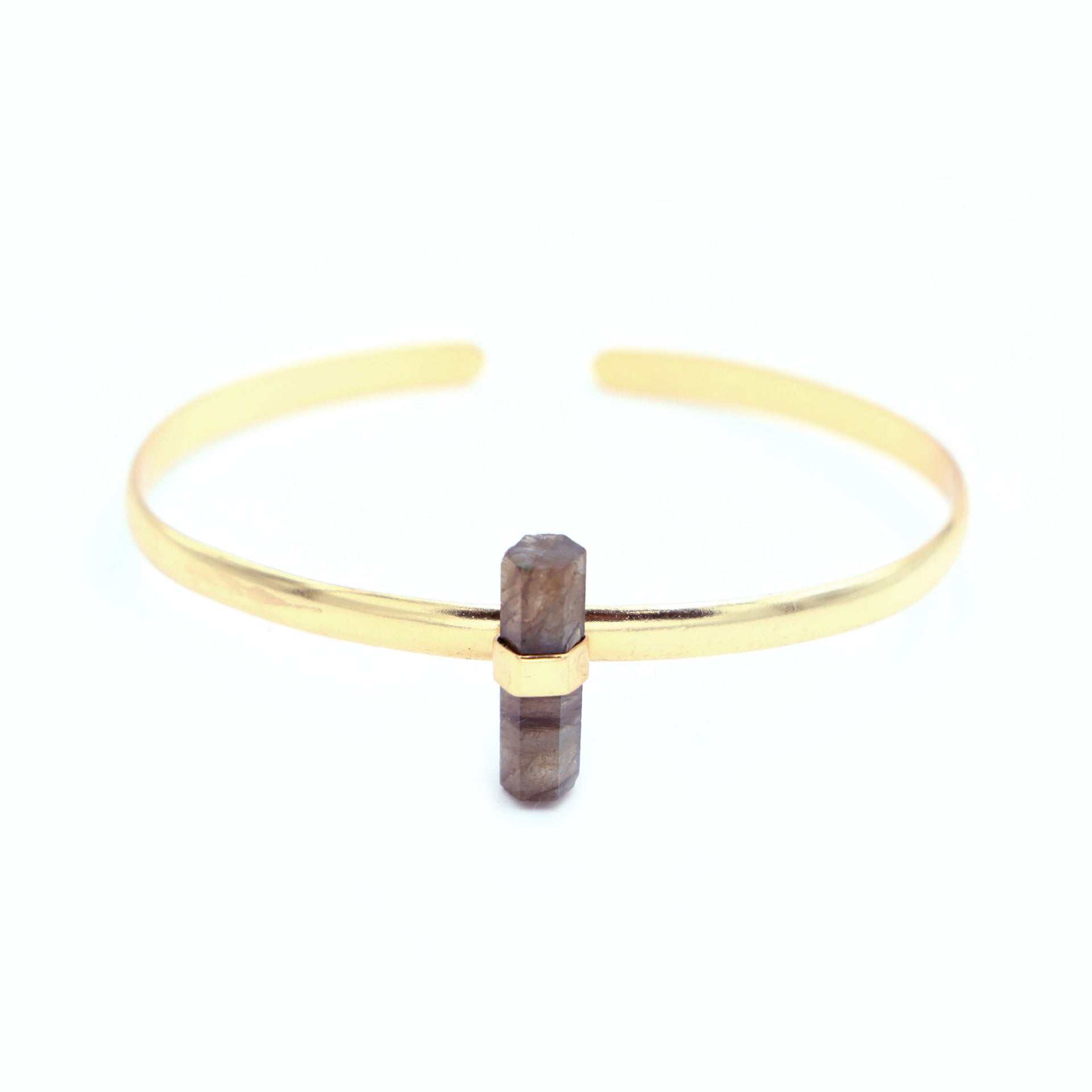 Dua Handmade Labradorite Pencil Bracelet – Natural 6x20mm Labradorite Stick Cut Gemstone Energy Healing Jewelry