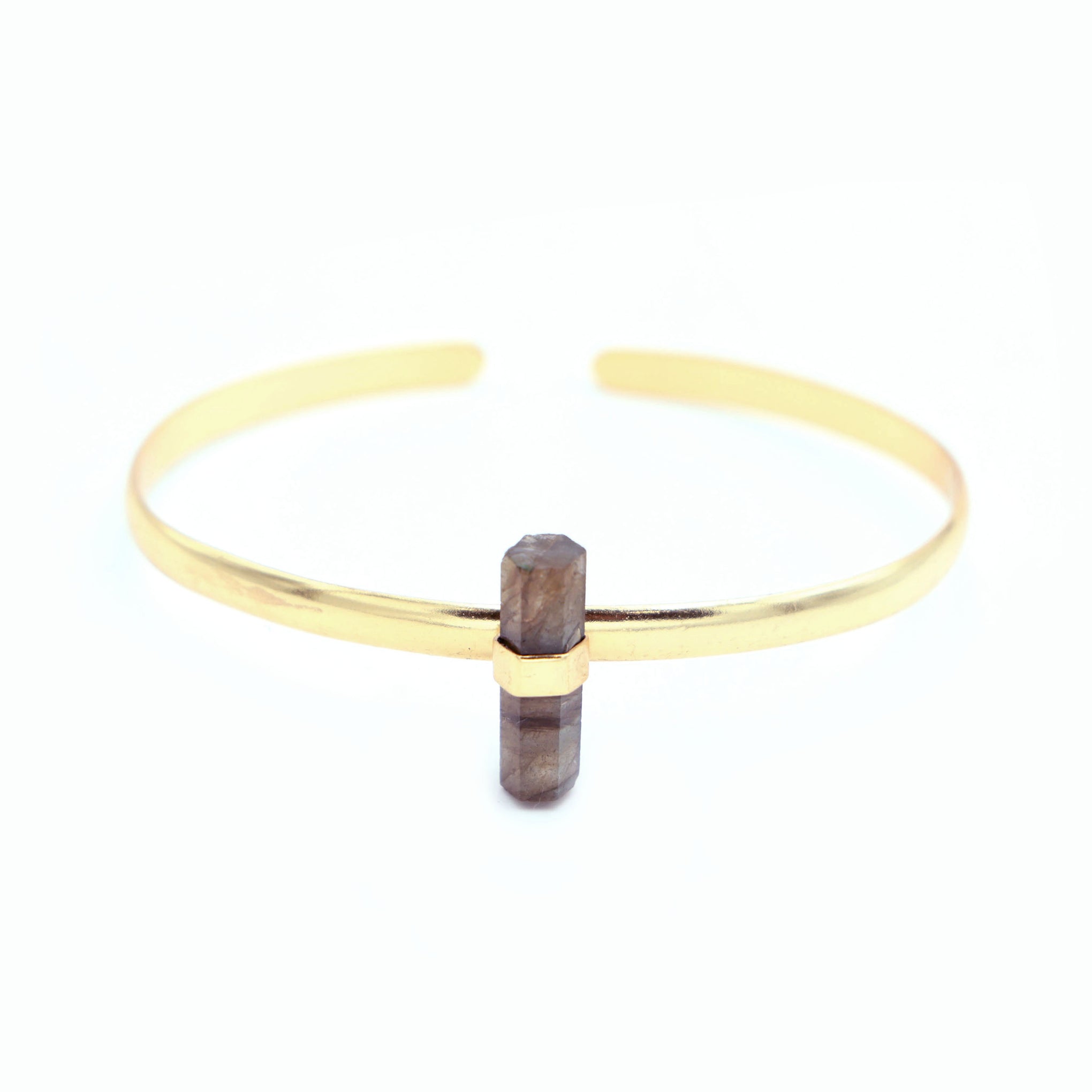 Dua Handmade Labradorite Pencil Bracelet – Natural 6x20mm Labradorite Stick Cut Gemstone Energy Healing Jewelry