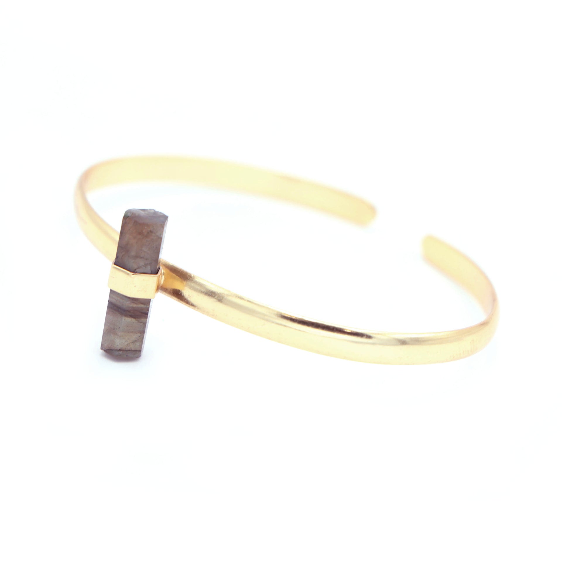 Dua Handmade Labradorite Pencil Bracelet – Natural 6x20mm Labradorite Stick Cut Gemstone Energy Healing Jewelry