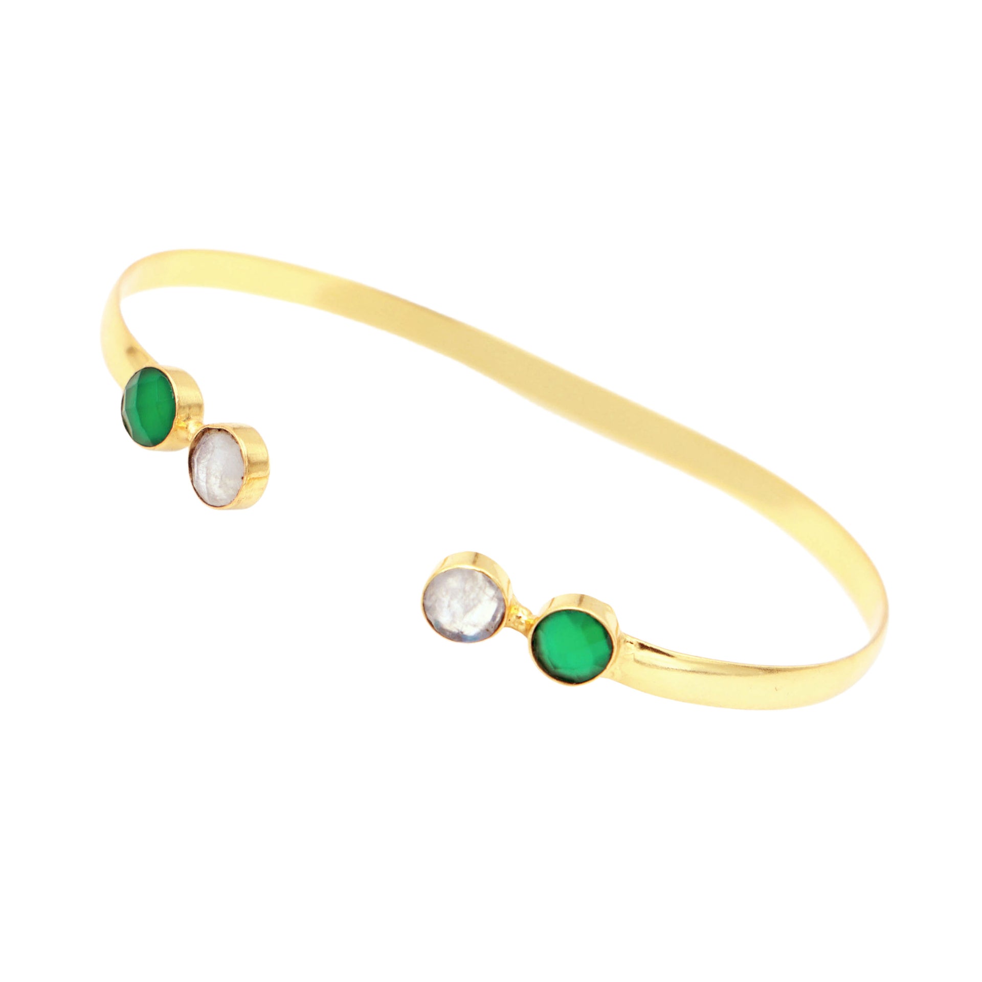 Dua Handmade Rainbow Moonstone & Green Onyx Bracelet – 6mm Natural Round Gemstone Healing Crystal Jewelry for Women