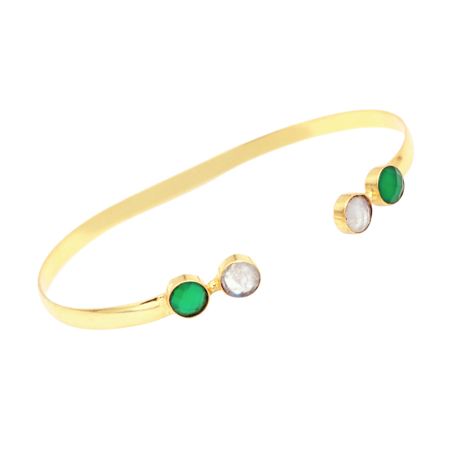 Dua Handmade Rainbow Moonstone & Green Onyx Bracelet – 6mm Natural Round Gemstone Healing Crystal Jewelry for Women