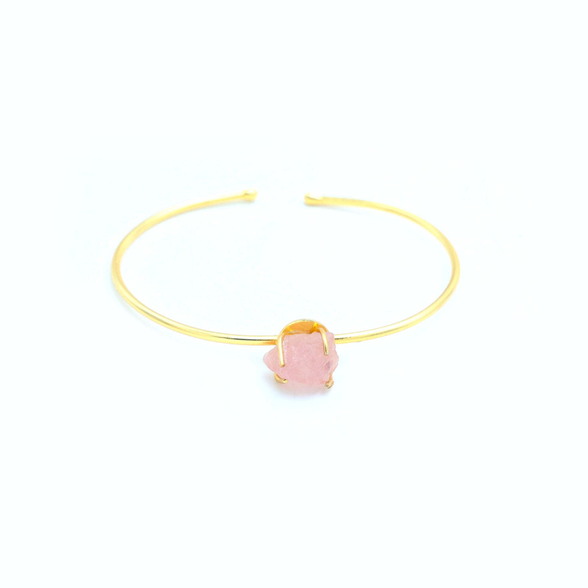 Dua Handmade Rose Quartz Rough Stone Bracelet – 10mm Natural Raw Pink Crystal Love & Healing Gemstone Jewelry