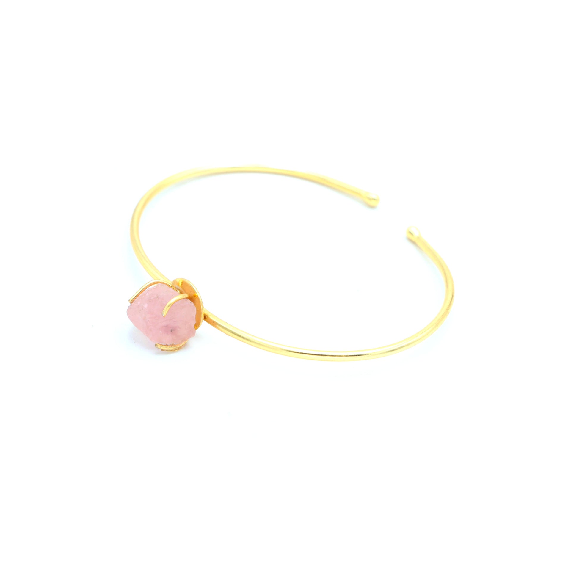 Dua Handmade Rose Quartz Rough Stone Bracelet – 10mm Natural Raw Pink Crystal Love & Healing Gemstone Jewelry