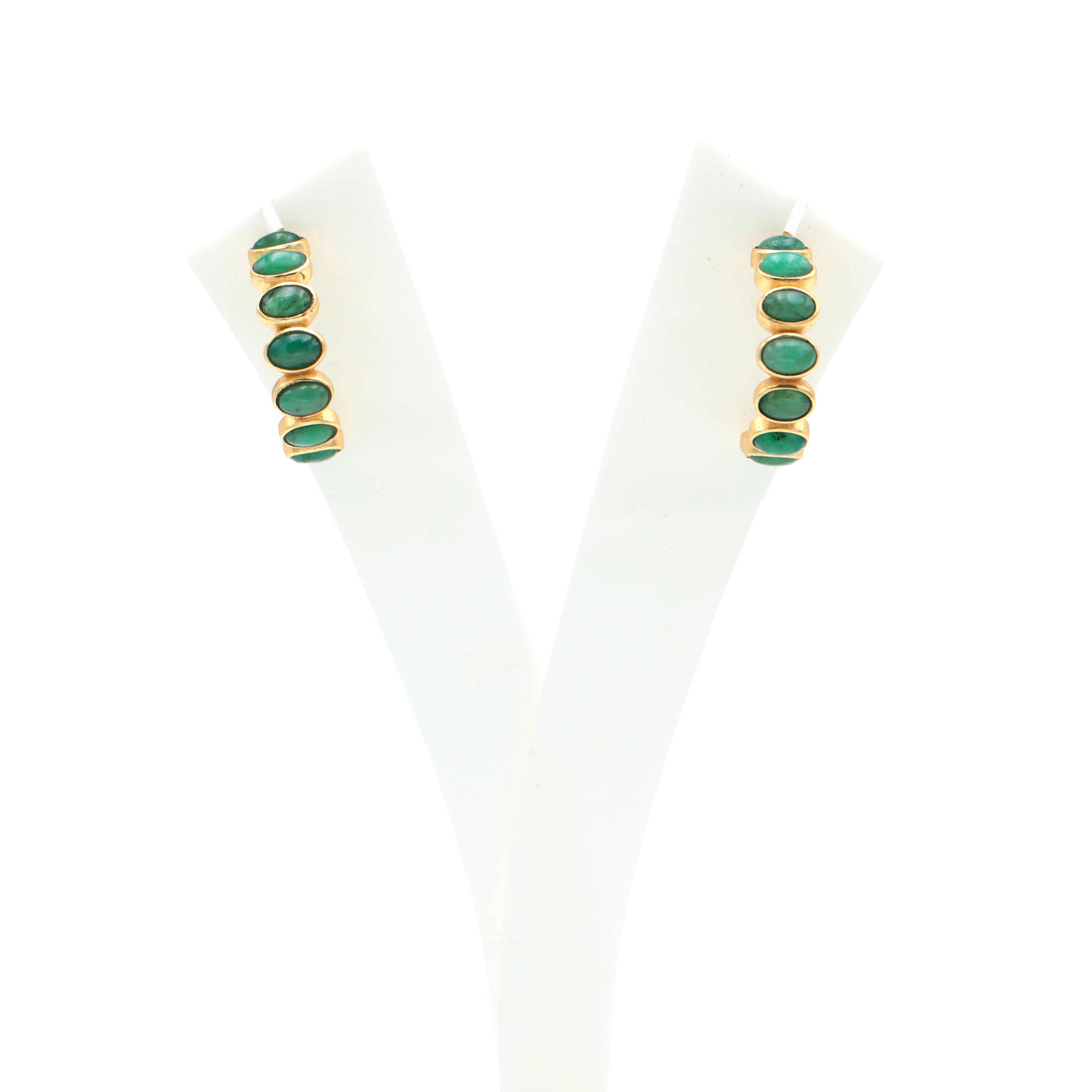 Dua Green Onyx Oval Cab Earrings – Handmade 4x6mm Natural Green Gemstone Earrings