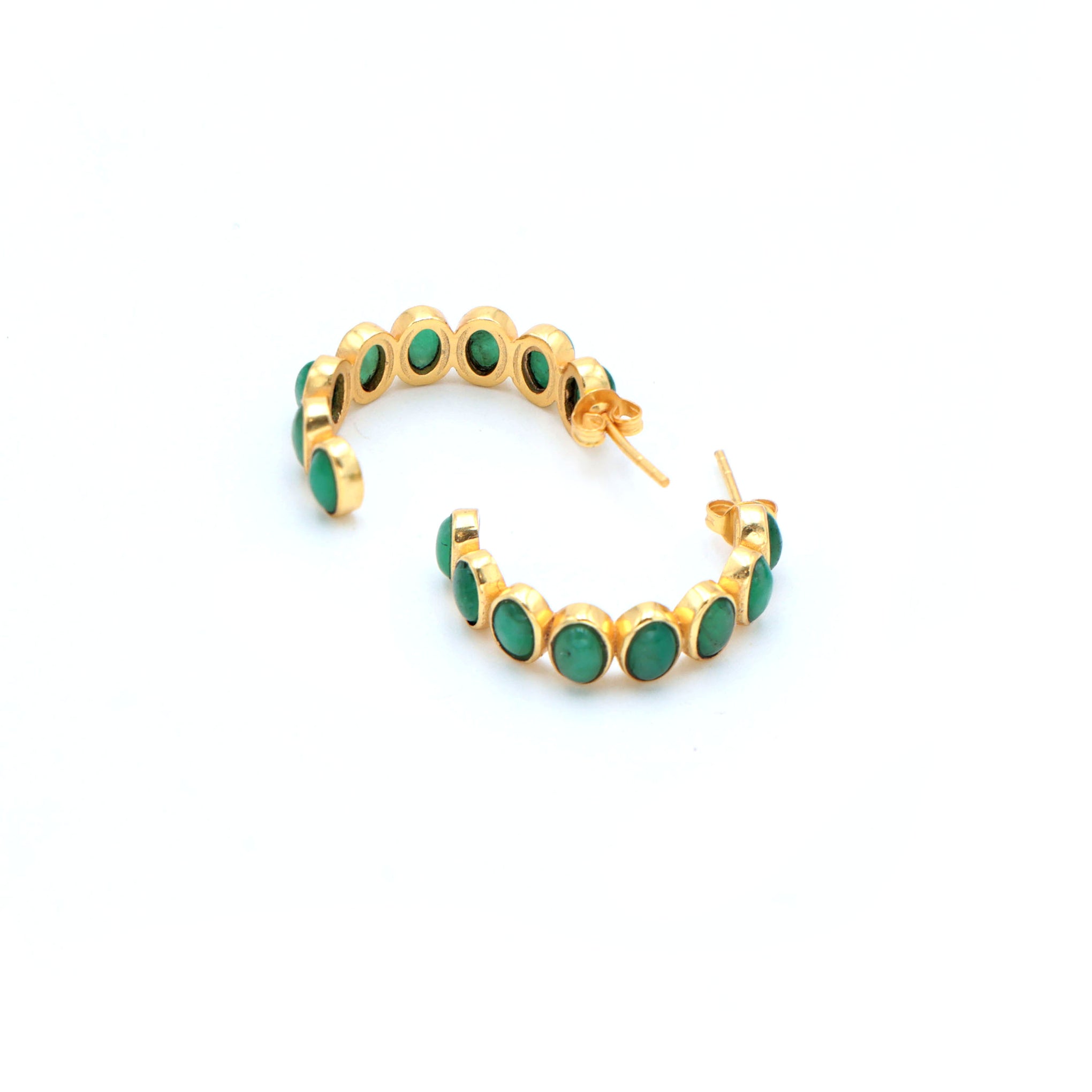 Dua Green Onyx Oval Cab Earrings – Handmade 4x6mm Natural Green Gemstone Earrings