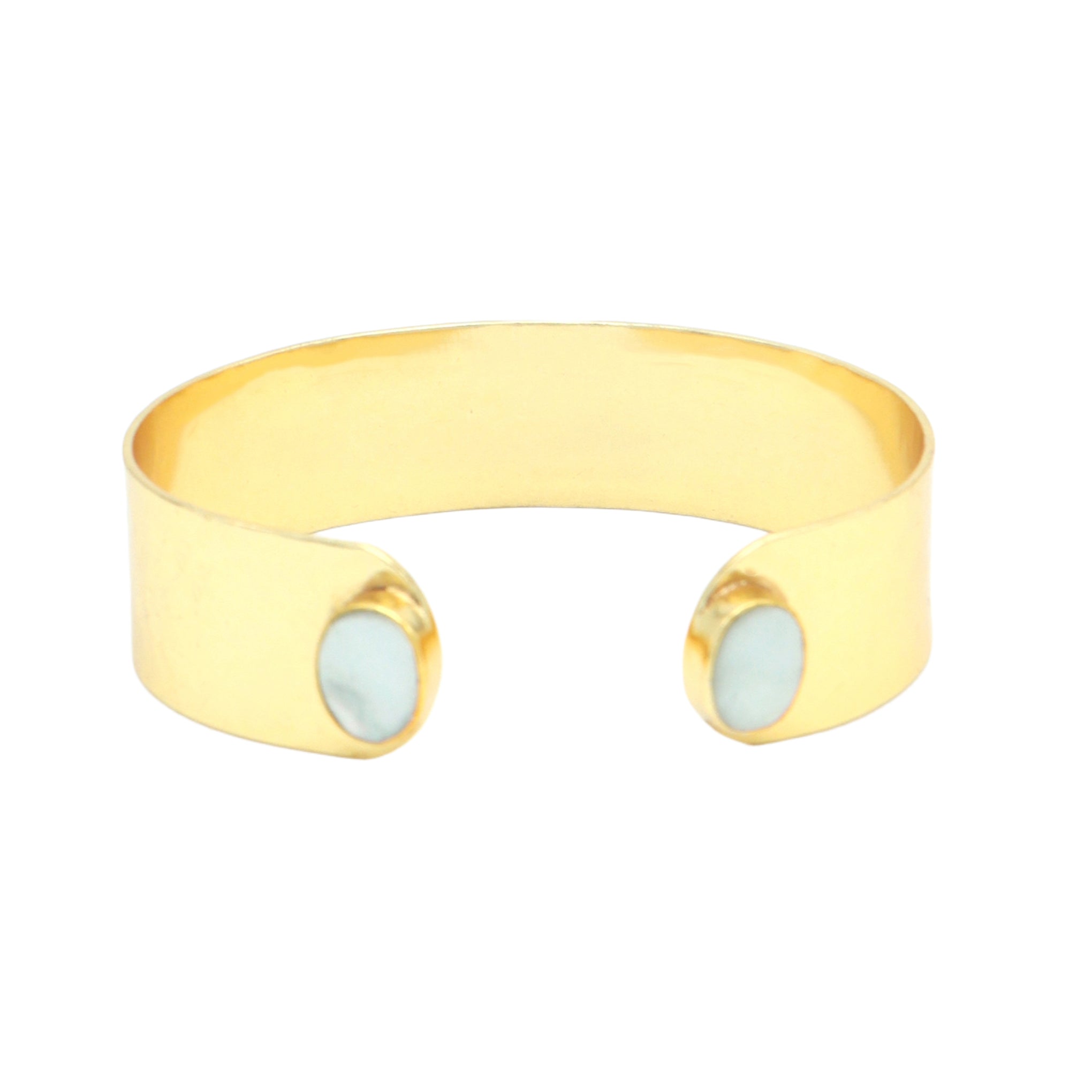 Dua Handmade Mother of Pearl Oval Bracelet – 9x11mm Natural Pearl Gemstone Elegant Gold-Plated Jewelry for Women