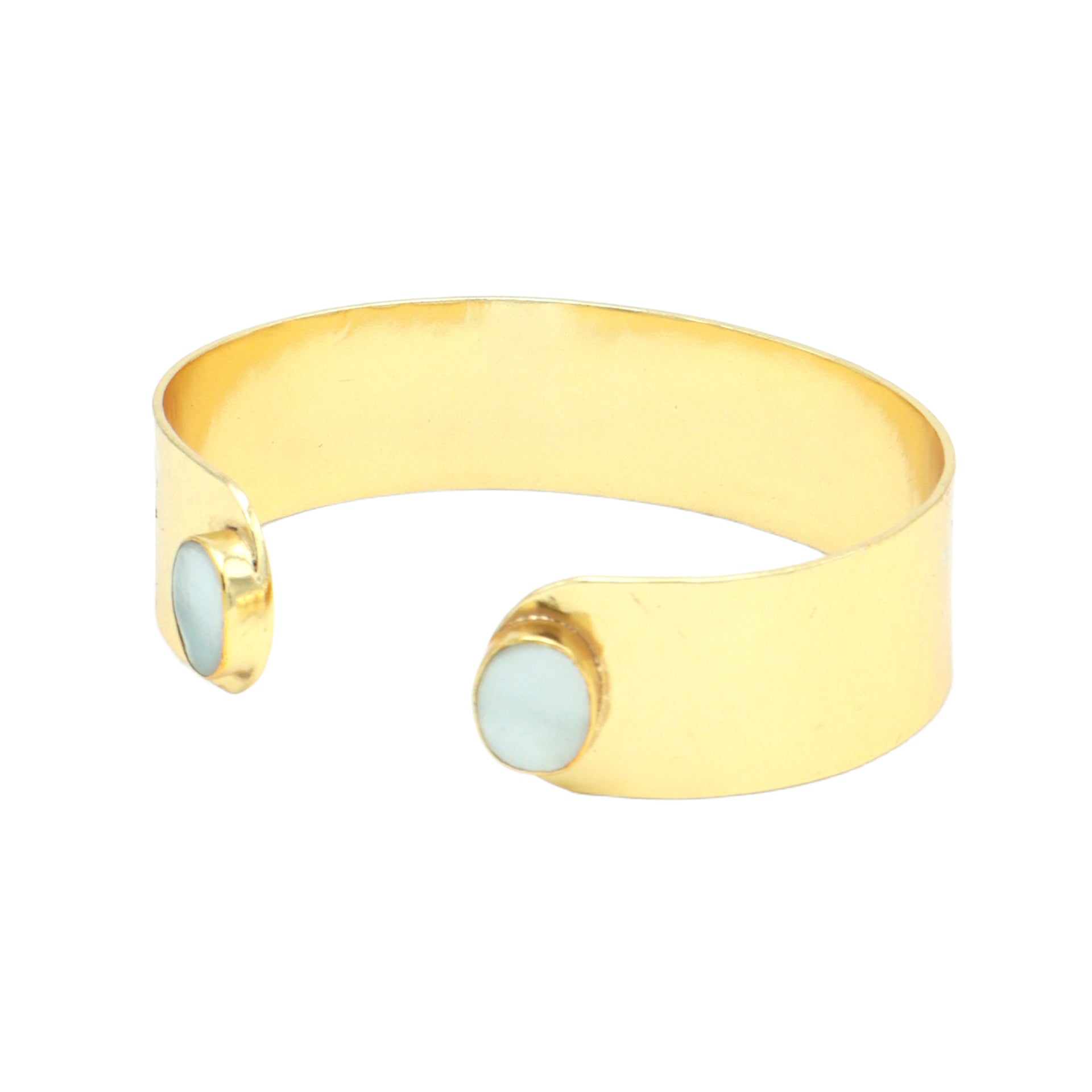 Dua Handmade Mother of Pearl Oval Bracelet – 9x11mm Natural Pearl Gemstone Elegant Gold-Plated Jewelry for Women