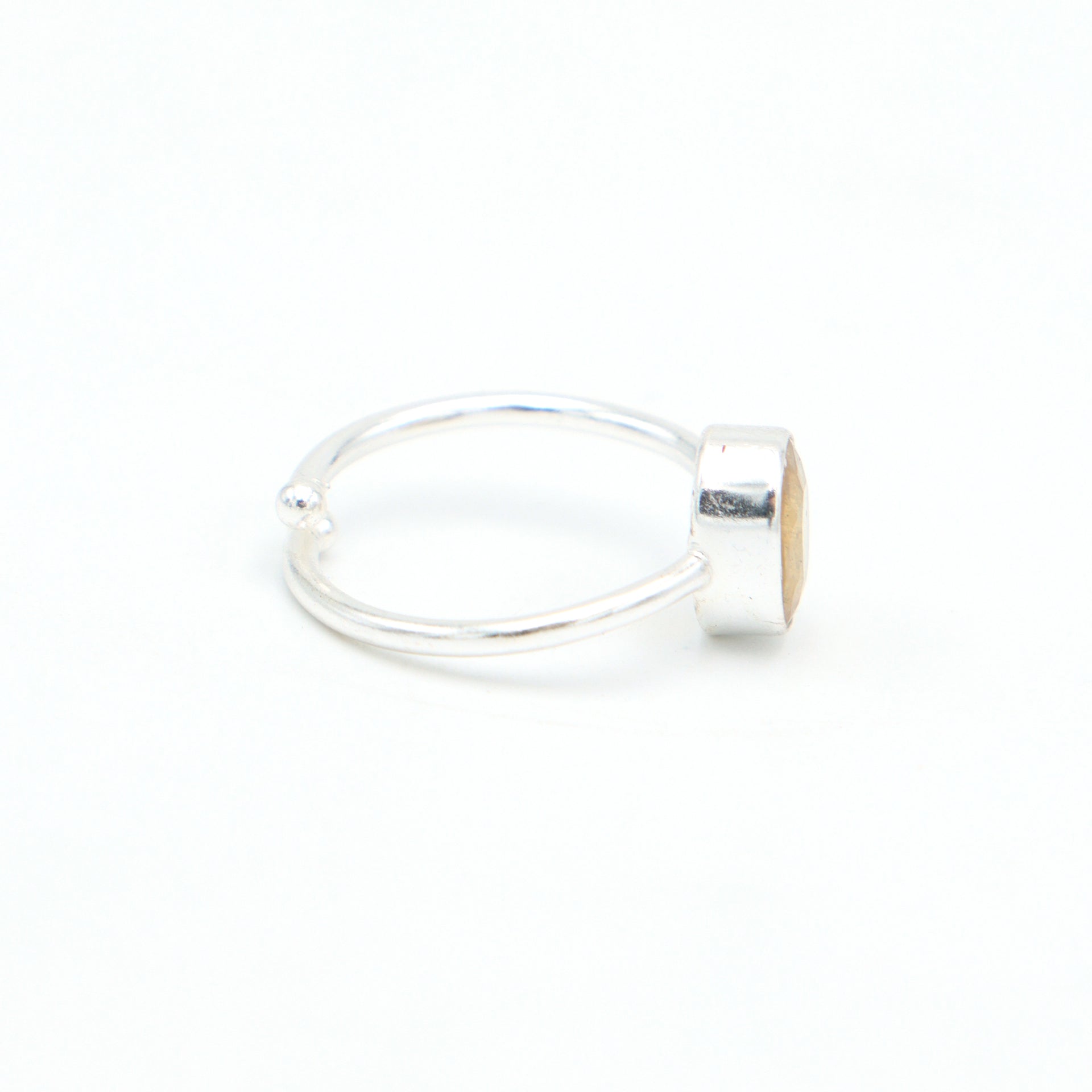 Dua Handmade Yellow Sapphire Pukhraaj Oval Ring 7x9mm – Yellow Adjustable Silver-Plated Birthstone - Raashi Ratan Jewelry Ring