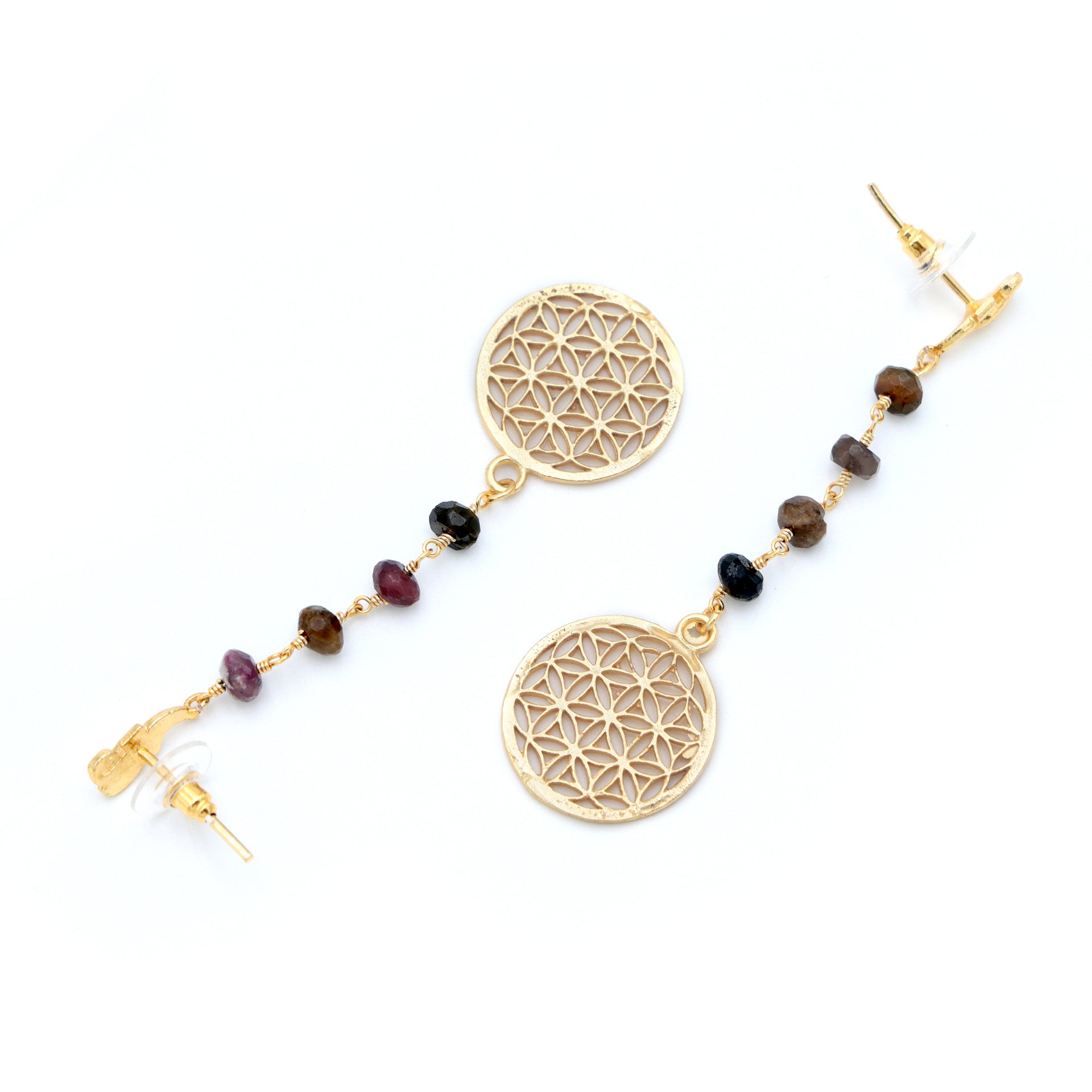 Dua Multy Tourmaline Earrings – Handmade 6mm Natural Color Gemstone Beaded Earrings