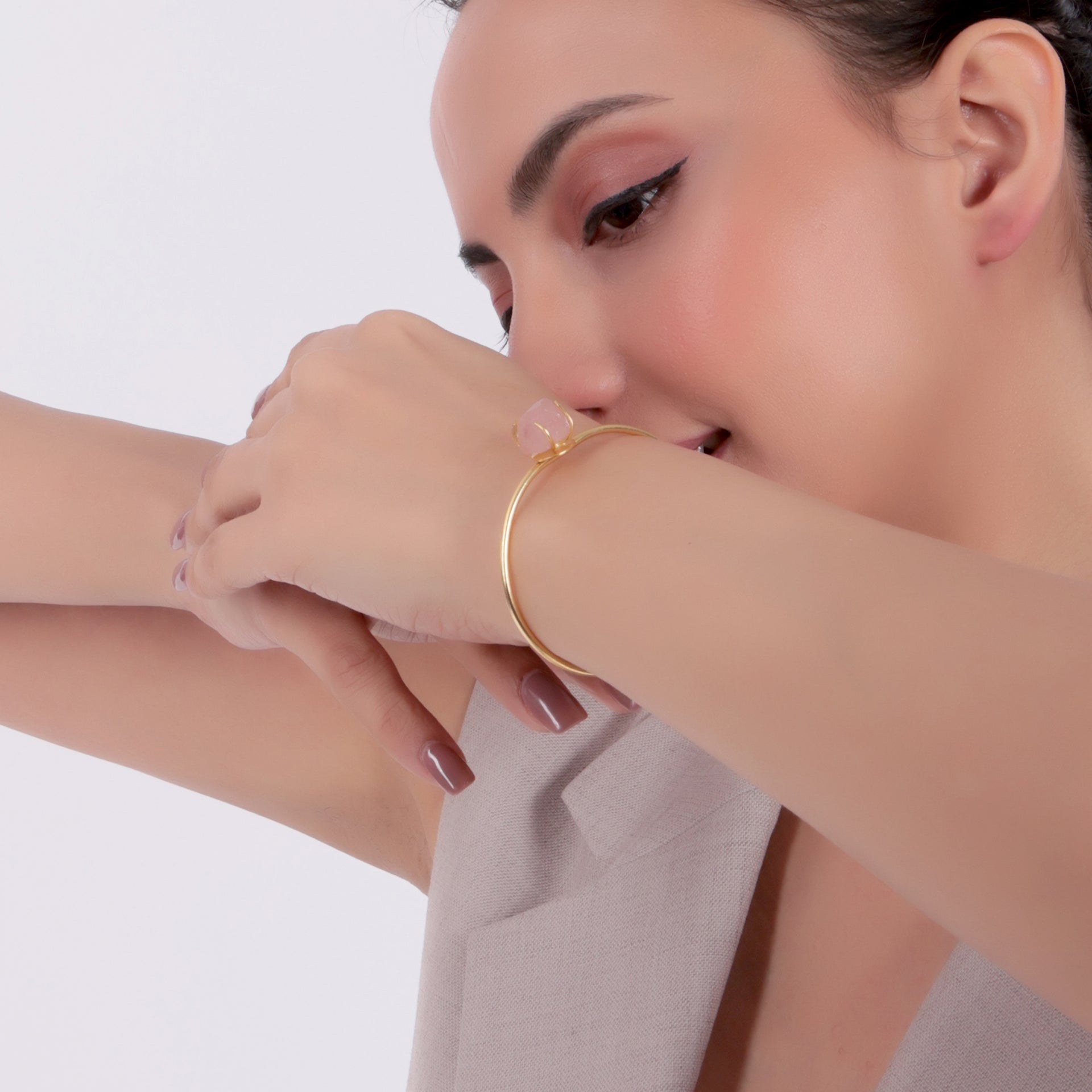 Dua Handmade Rose Quartz Rough Stone Bracelet – 10mm Natural Raw Pink Crystal Love & Healing Gemstone Jewelry