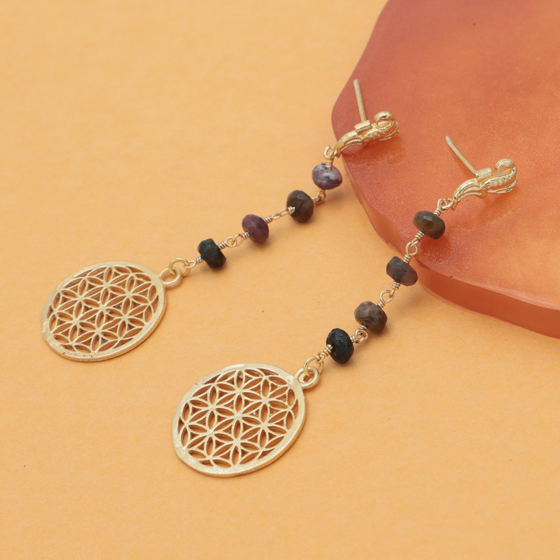 Dua Multy Tourmaline Earrings – Handmade 6mm Natural Color Gemstone Beaded Earrings