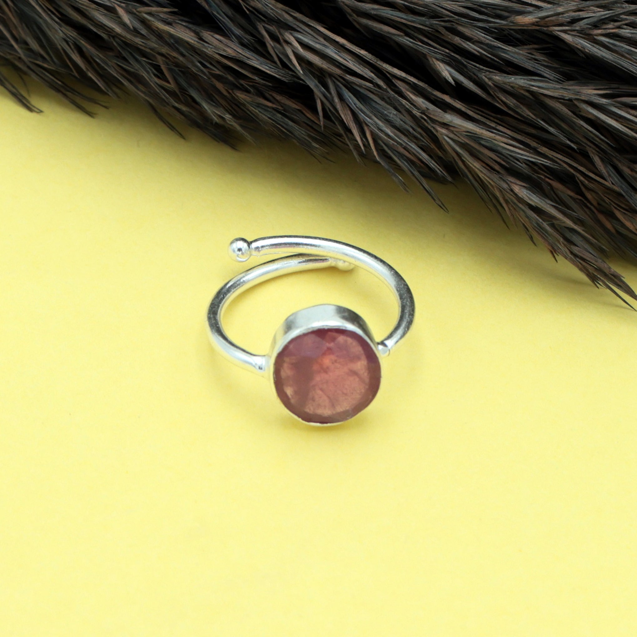 Dua Handmade Ruby Manak Oval Ring 9x11mm – Adjustable Red Silver-Plated Bezel Set Natural Stone Birthstone - Raashi Ratan Ring