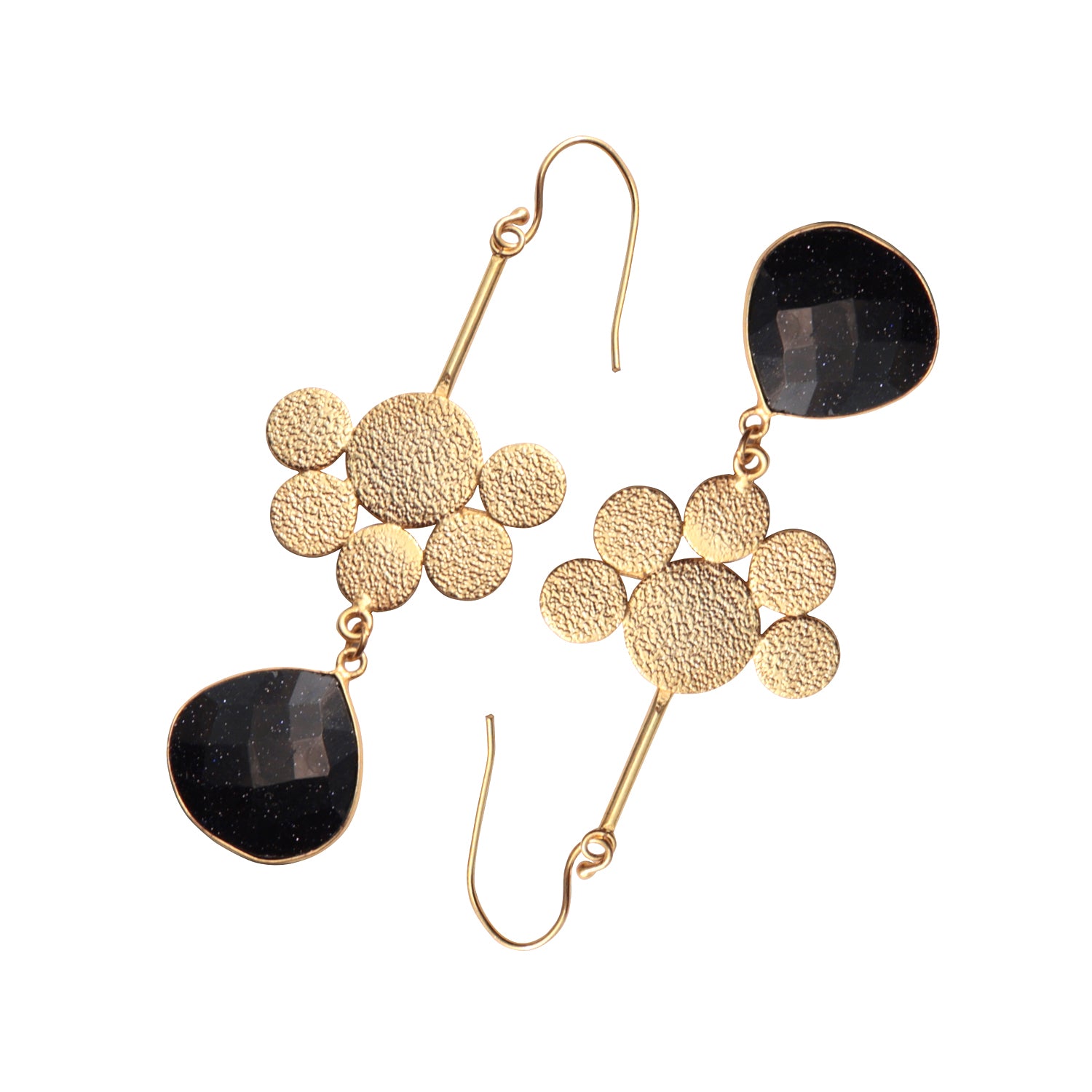 Dua Blue Sunstone Pendulum Earrings – Handmade 18mm Heart Cut Natural Gemstone Earrings