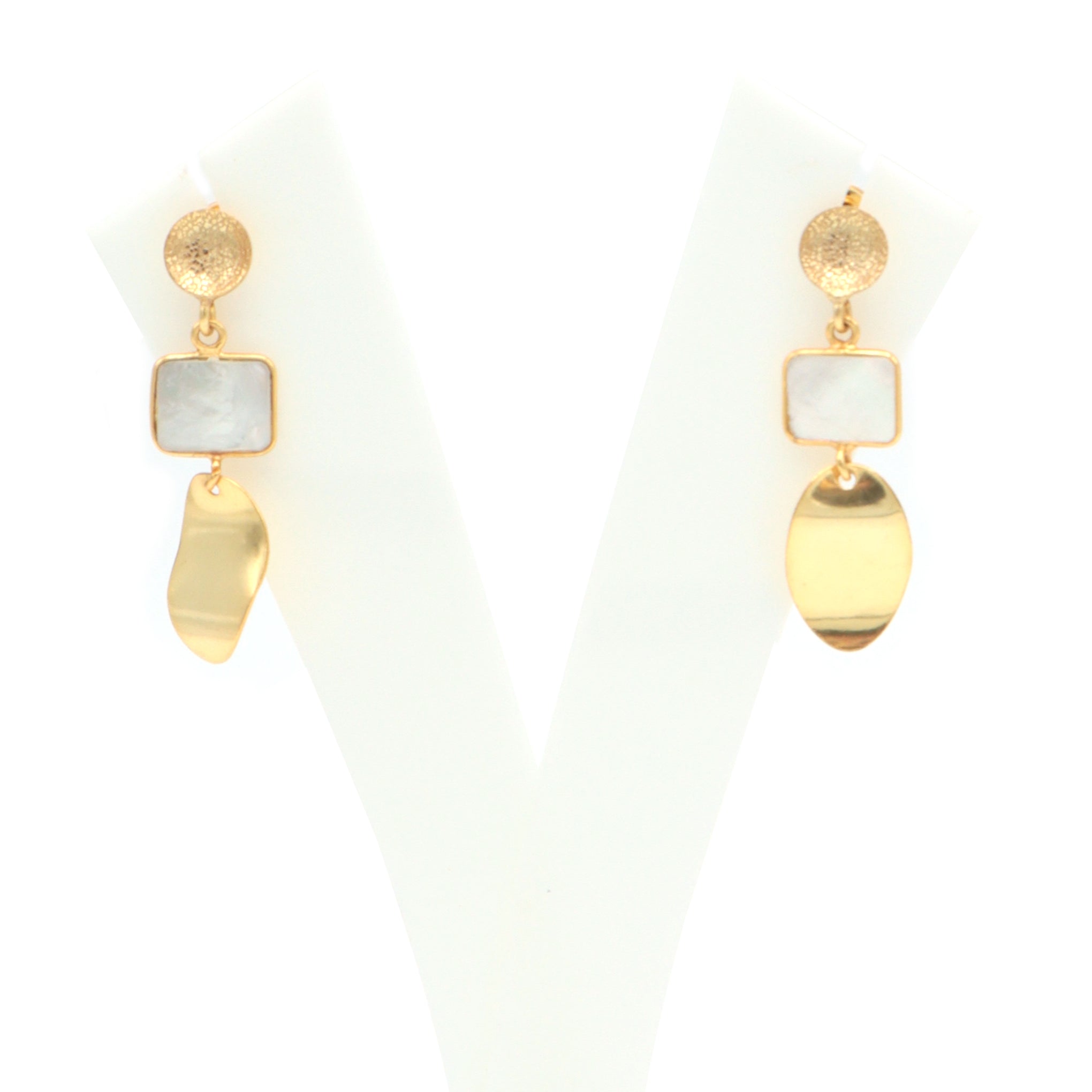 Dua Mother of Pearl Rectangle Earrings – Handmade 8x10mm Natural Pearl Gemstone Earrings