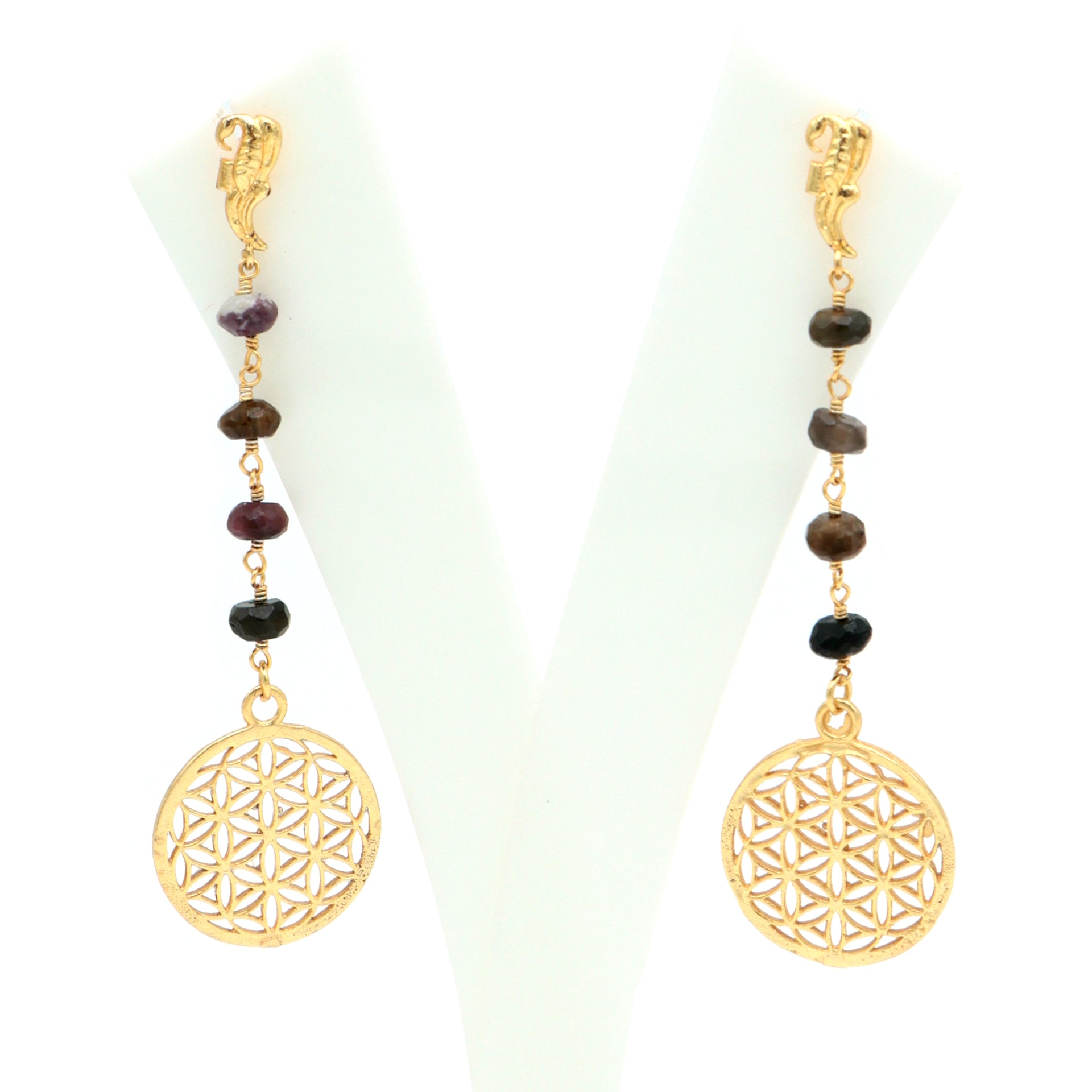 Dua Multy Tourmaline Earrings – Handmade 6mm Natural Color Gemstone Beaded Earrings