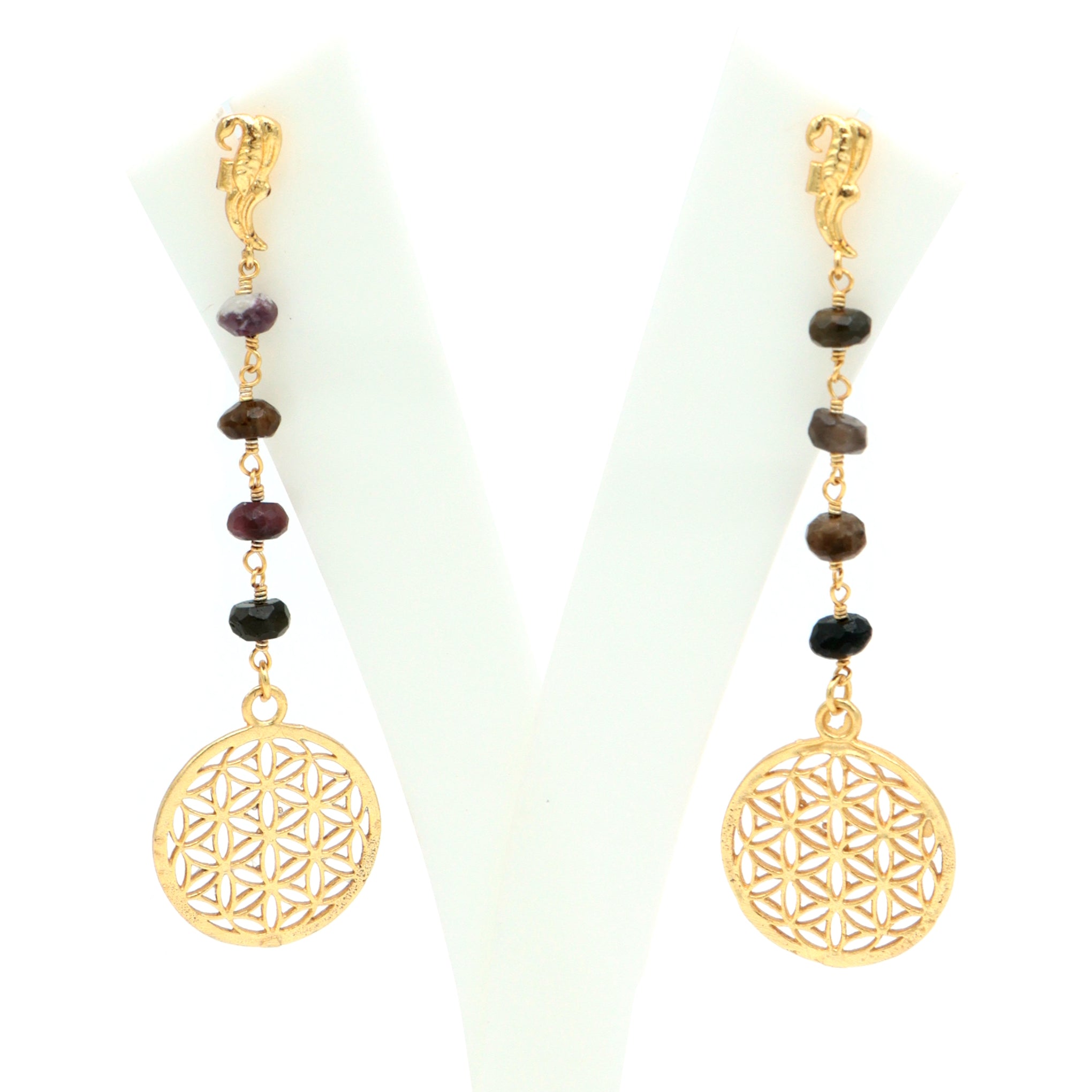 Dua Multy Tourmaline Earrings – Handmade 6mm Natural Color Gemstone Beaded Earrings