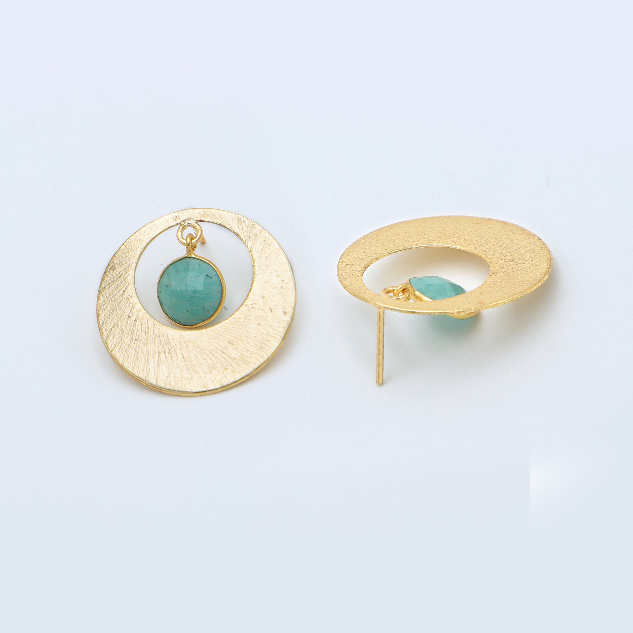 DuaAmazoniteCoinEarringsHandmadeGoldPlatedUniqueJewelryforWomen