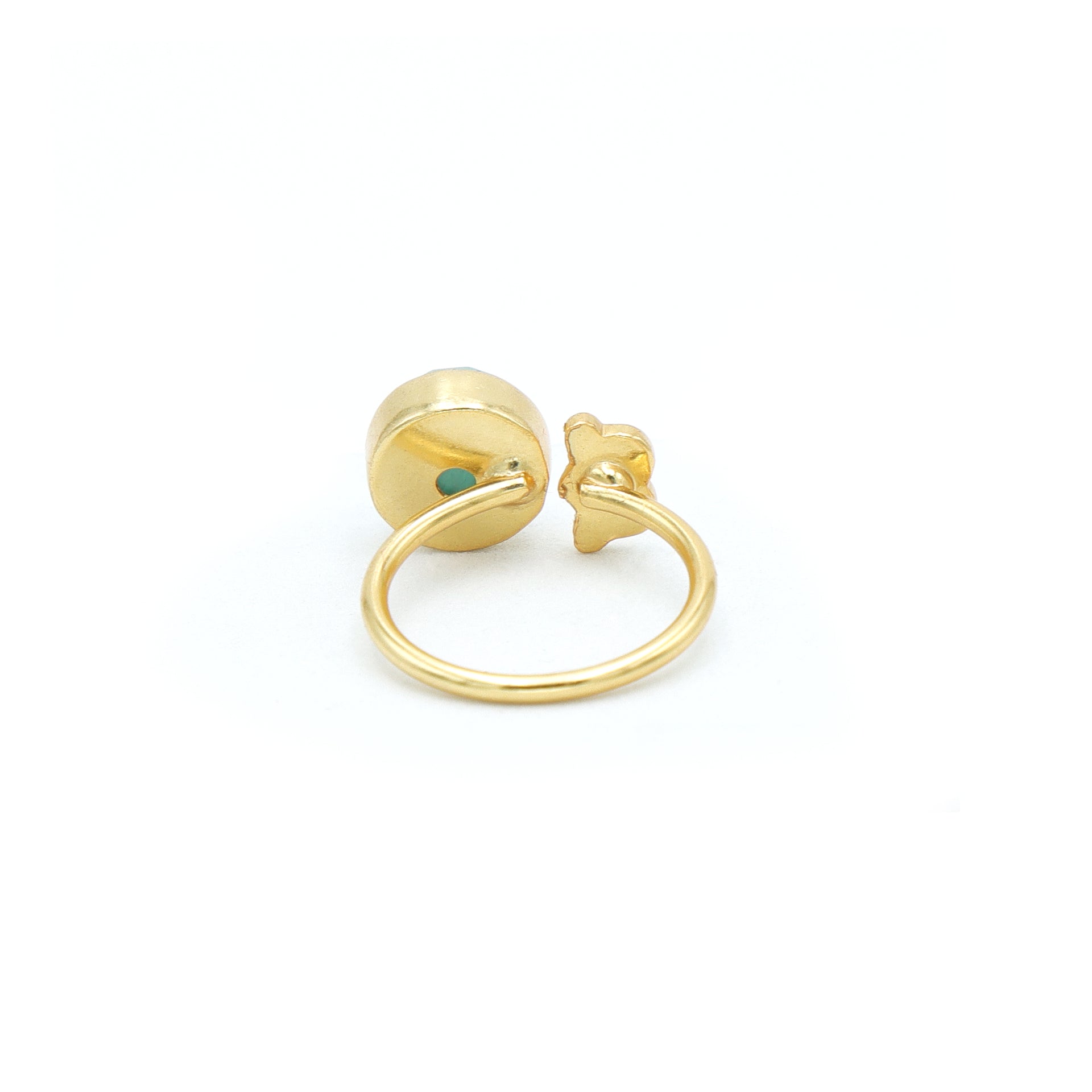 Dua Amazonite Coin Ring – Minimalist Green Gemstone Gold Ring - Dua Online