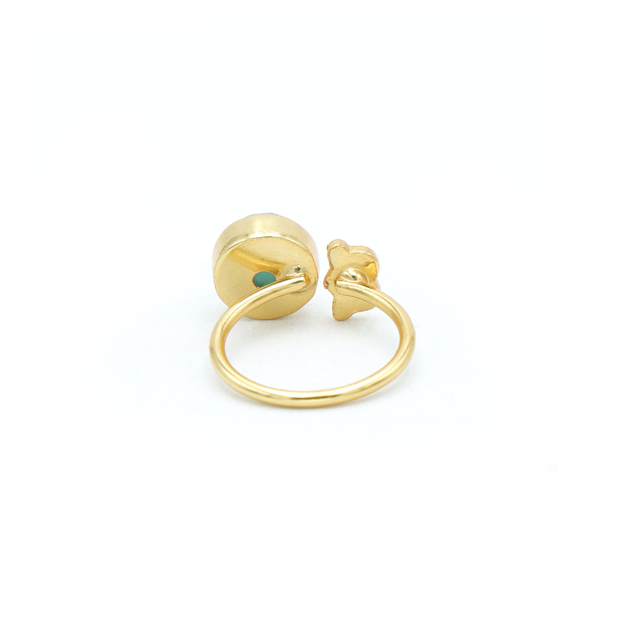 Dua Amazonite Coin Ring – Minimalist Green Gemstone Gold Ring - Dua Online