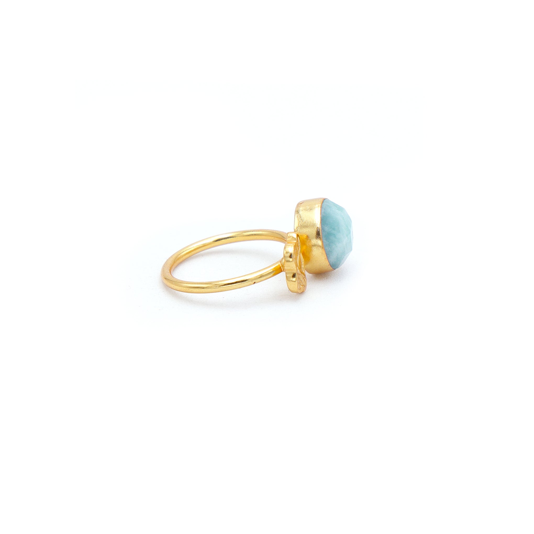 Dua Amazonite Coin Ring – Minimalist Green Gemstone Gold Ring - Dua Online