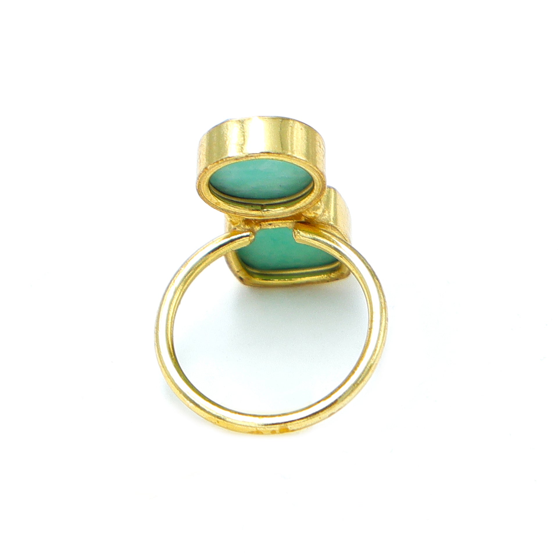 Dua Amazonite Cushion Round Ring | Gold Plated Adjustable Women’s Jewelry