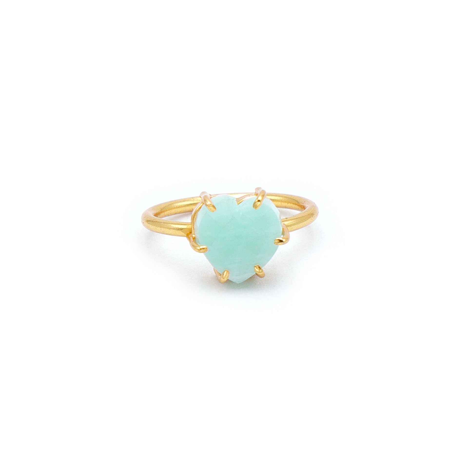 Dua Amazonite Heart Carving Ring – Handmade Green Crystal Love Ring - Dua Online