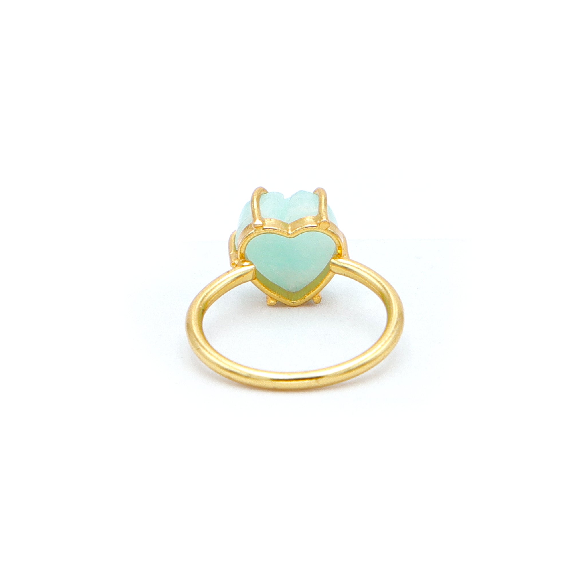Dua Amazonite Heart Carving Ring – Handmade Green Crystal Love Ring - Dua Online