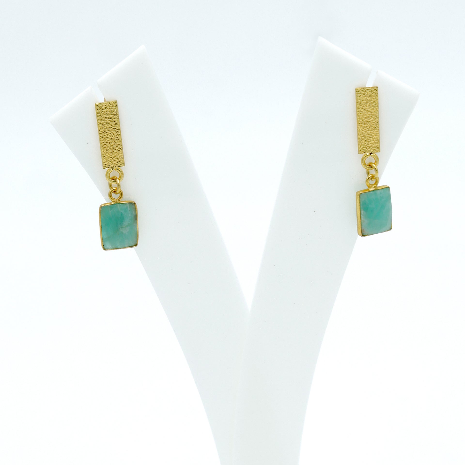 DuaAmazoniteRectangleEarrings_HandmadeGold-PlatedElegantJewelry