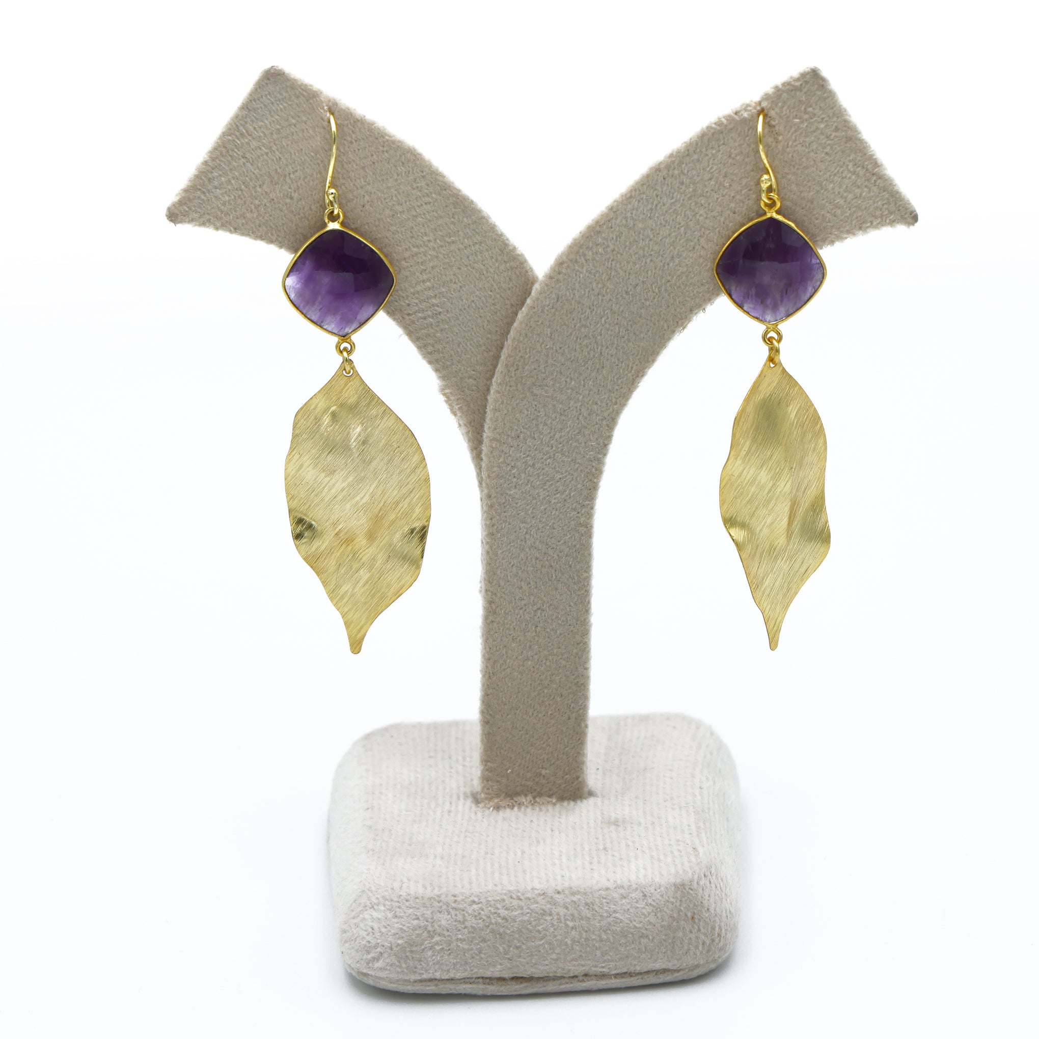 DuaAmethystCushionEarrings_HandmadeGold-PlatedStatementJewelry