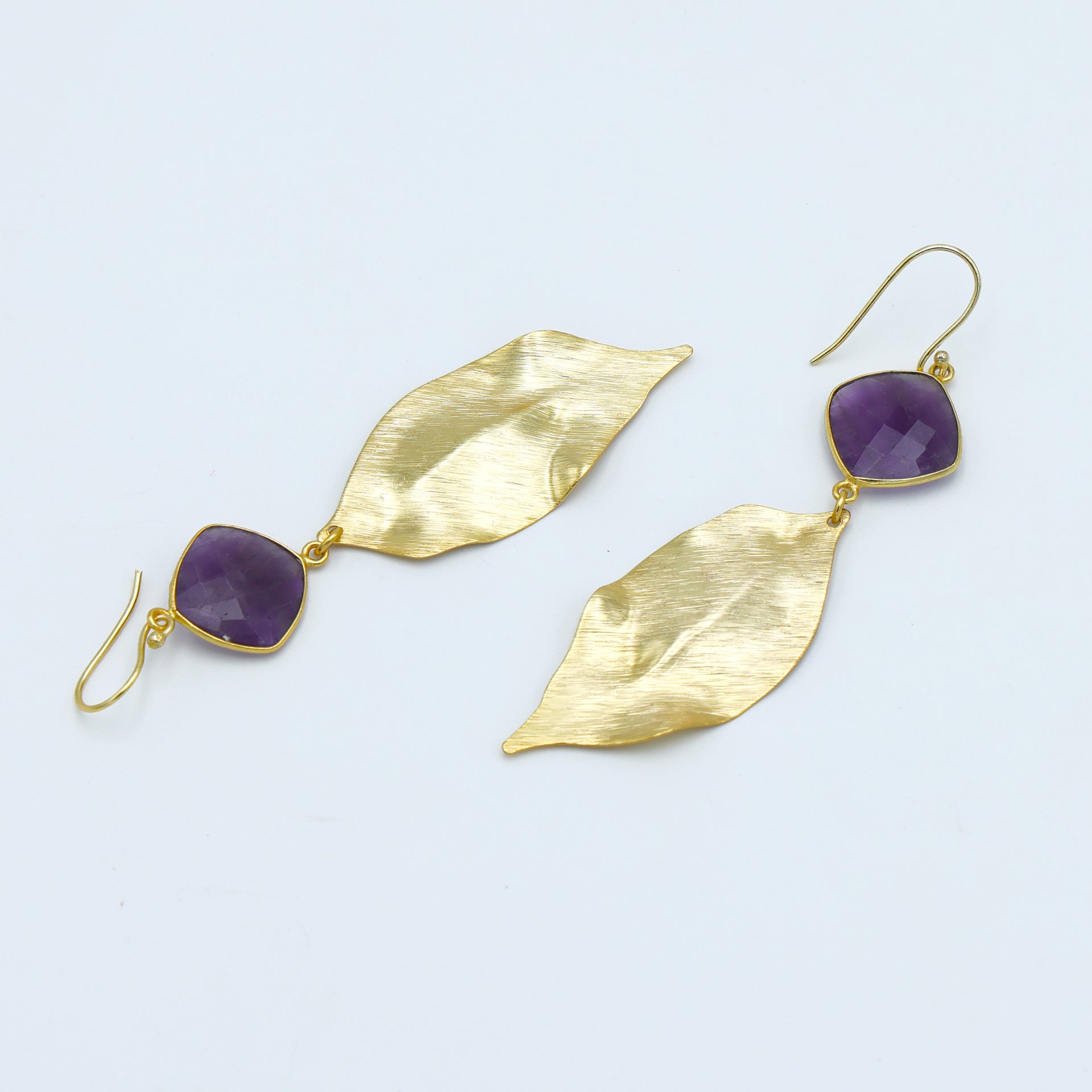 DuaAmethystCushionEarrings_HandmadeGold-PlatedStatementJewelry