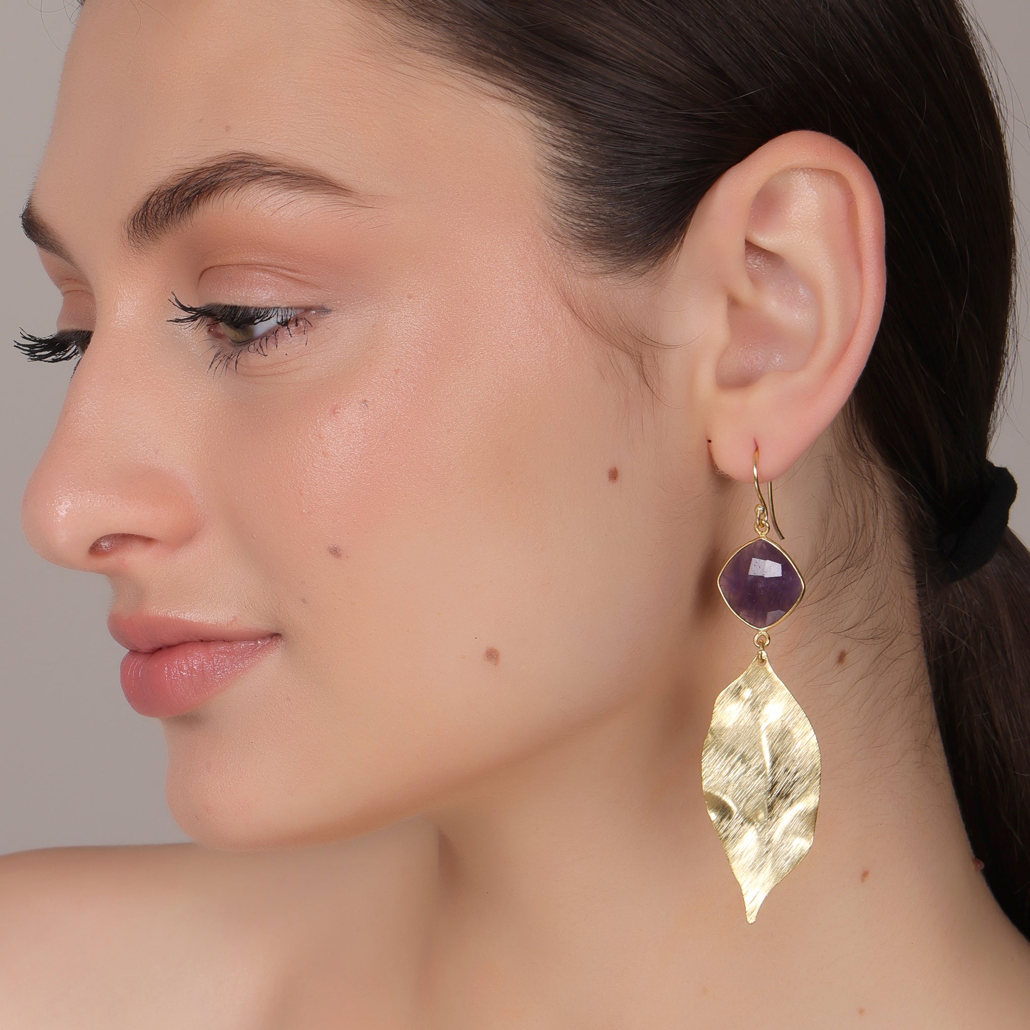 DuaAmethystCushionEarrings_HandmadeGold-PlatedStatementJewelry