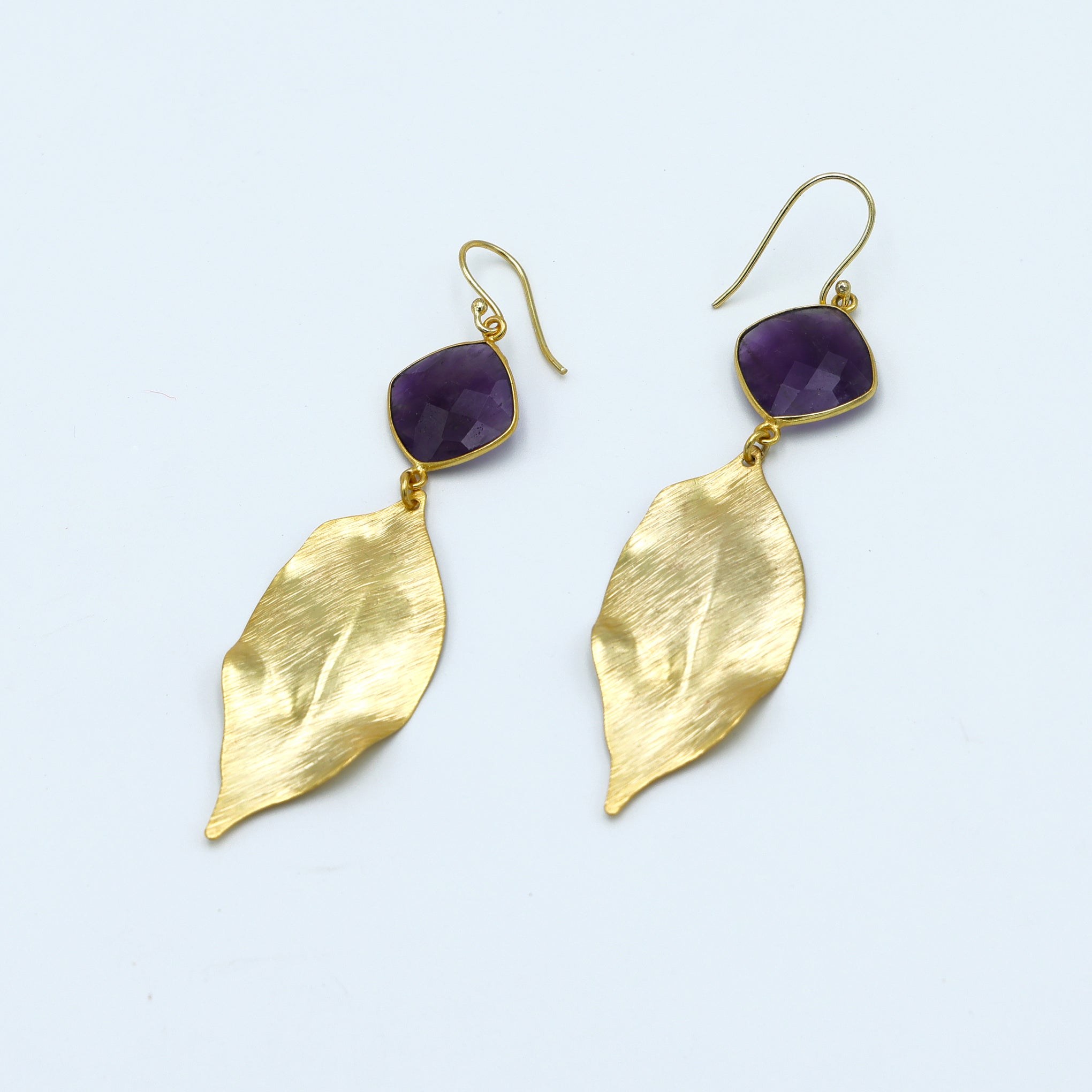 DuaAmethystCushionEarrings_HandmadeGold-PlatedStatementJewelry