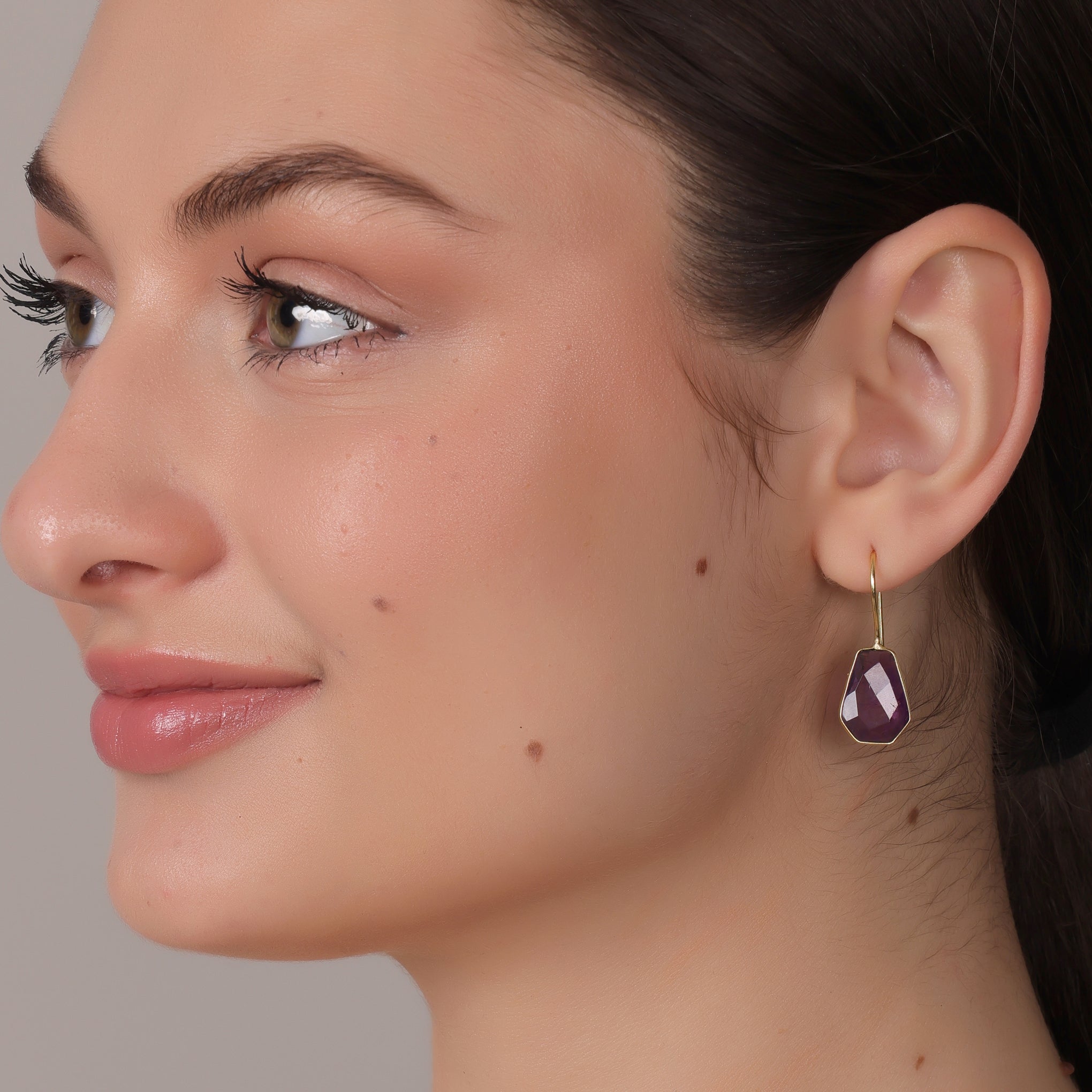 Dua Amethyst Earrings – Elegant Handmade Gold-Plated Party Jewelry - Dua Online
