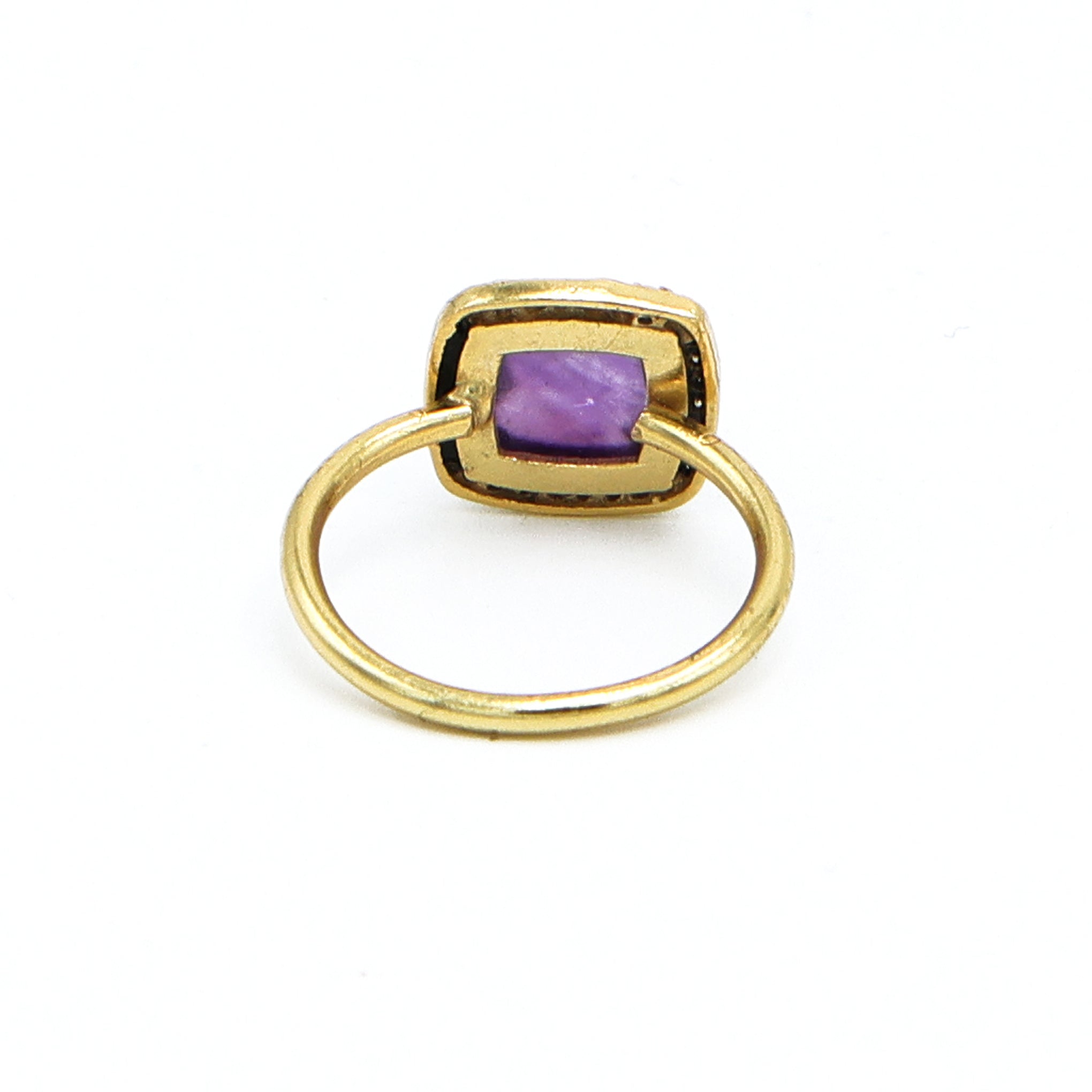 Dua Amethyst Gold-Plated Adjustable Cushion Ring – Purple Gemstone Contemporary Jewelry