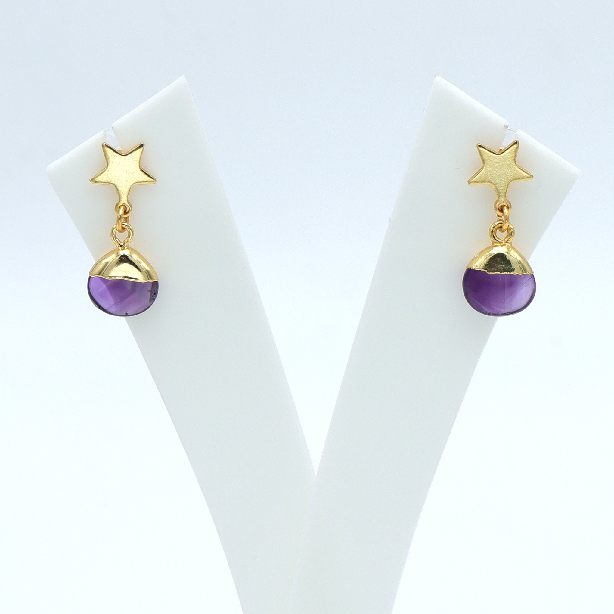 DuaAmethystHeartEarringsHandmadeGoldPlatedElegantJewelryforWomen