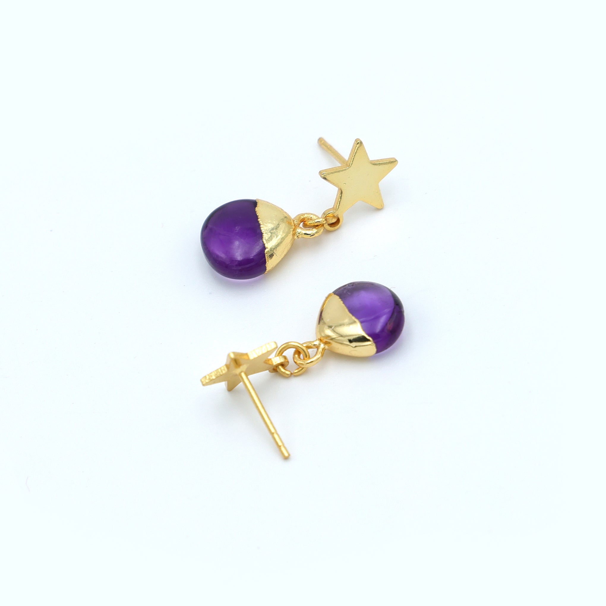 DuaAmethystHeartEarringsHandmadeGoldPlatedElegantJewelryforWomen