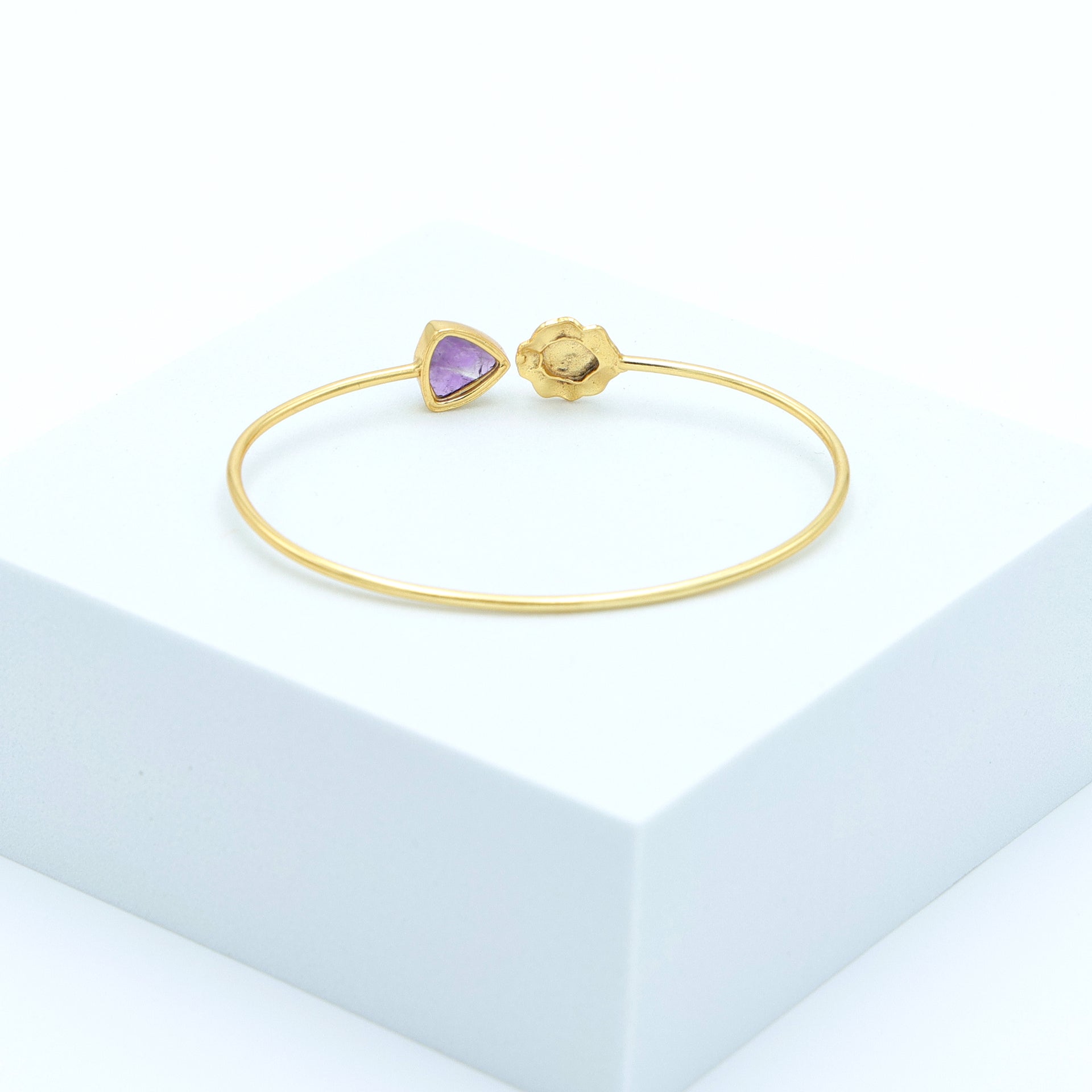 Dua Amethyst Trillion Rose Bangle – Purple Gold-Plated Statement Jewelry - Dua Online
