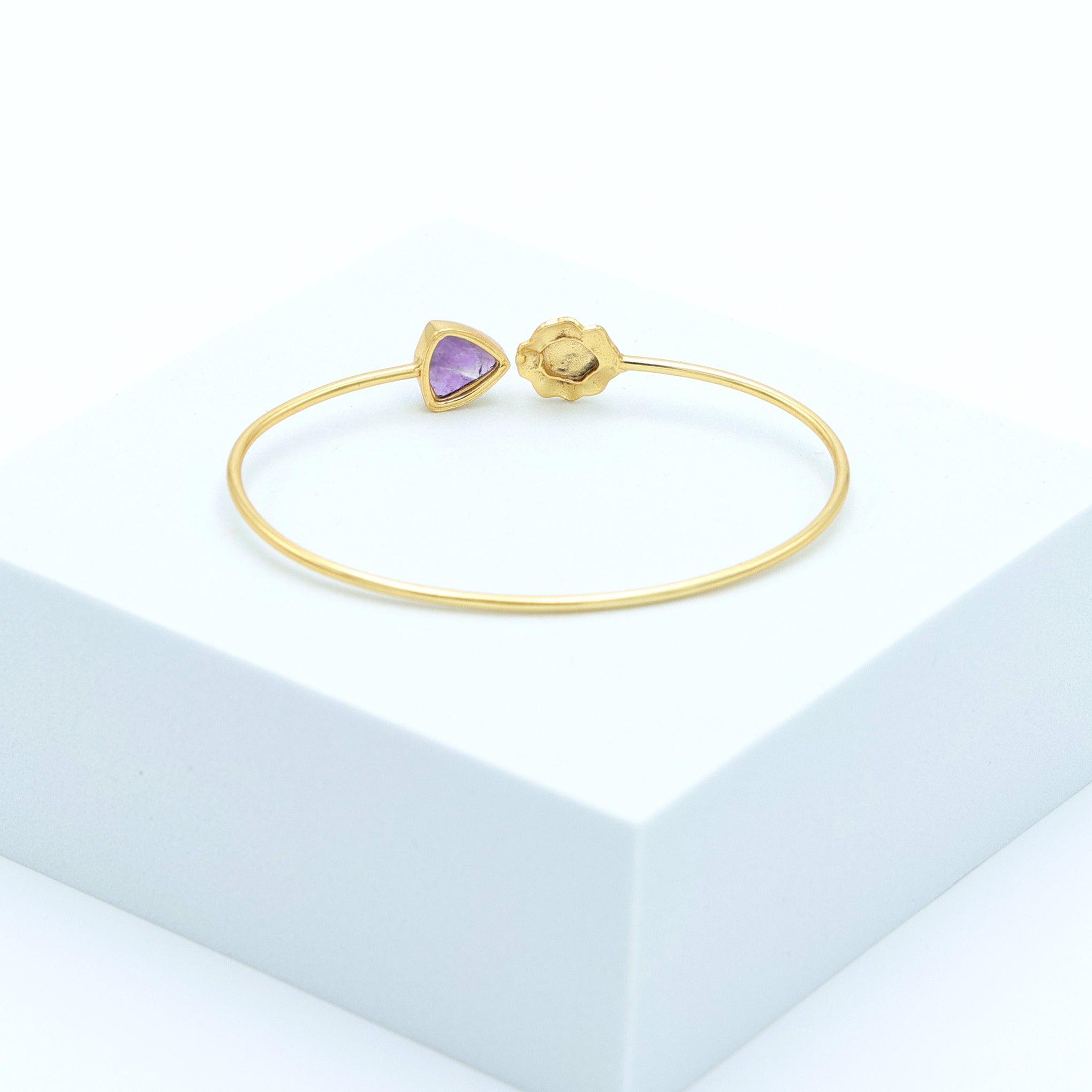 Dua Amethyst Trillion Rose Bangle – Purple Gold-Plated Statement Jewelry - Dua Online