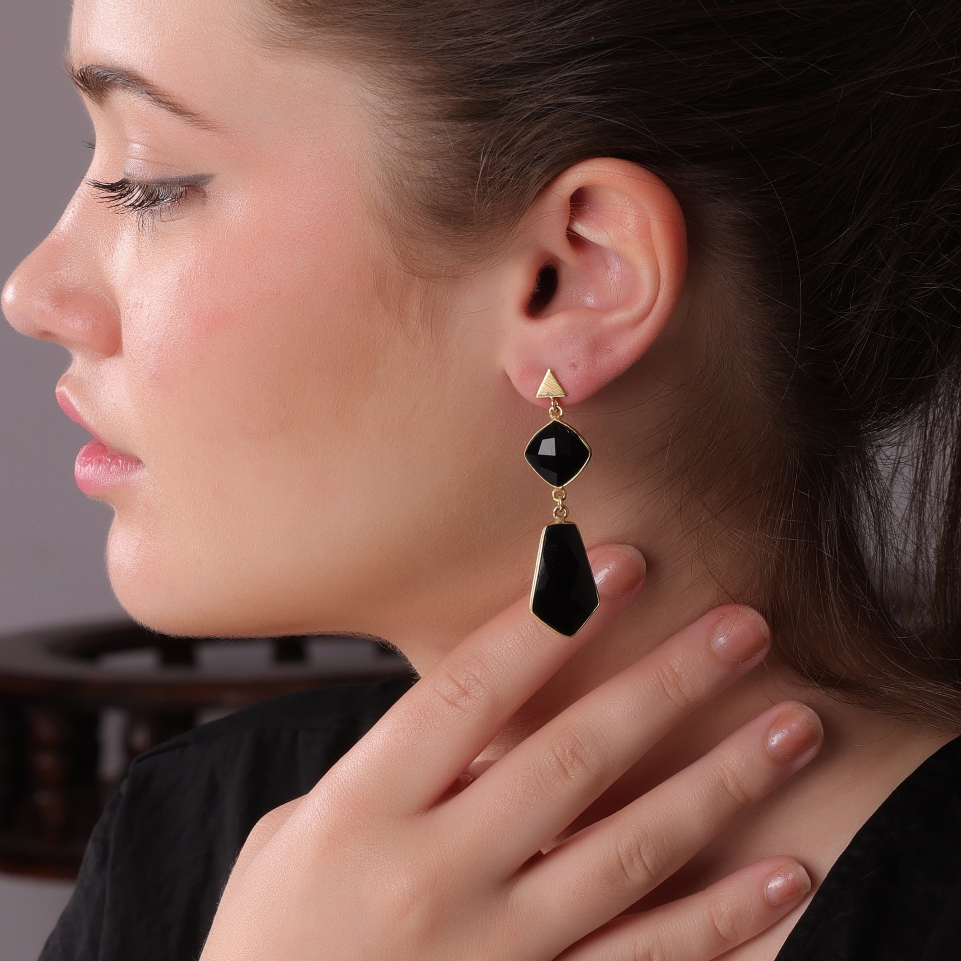 DuaBlackOnyxCushionTieEarrings_HandmadeGold-PlatedElegantJewelry_2